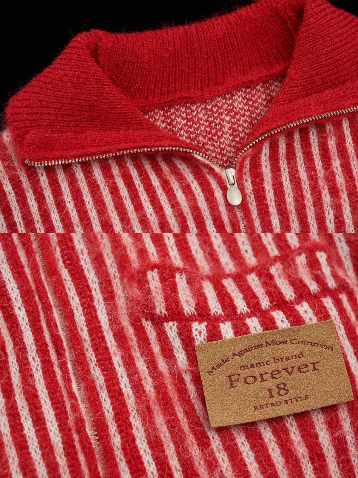 MAMC Cat Ear Striped Knit Zip Cardigan | Canton Collective