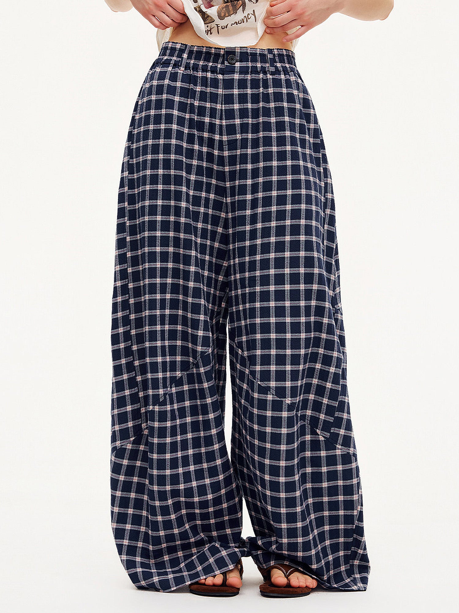 Outtheblue Cat Graphic Plaid Wide-Leg Pants | Canton Collective