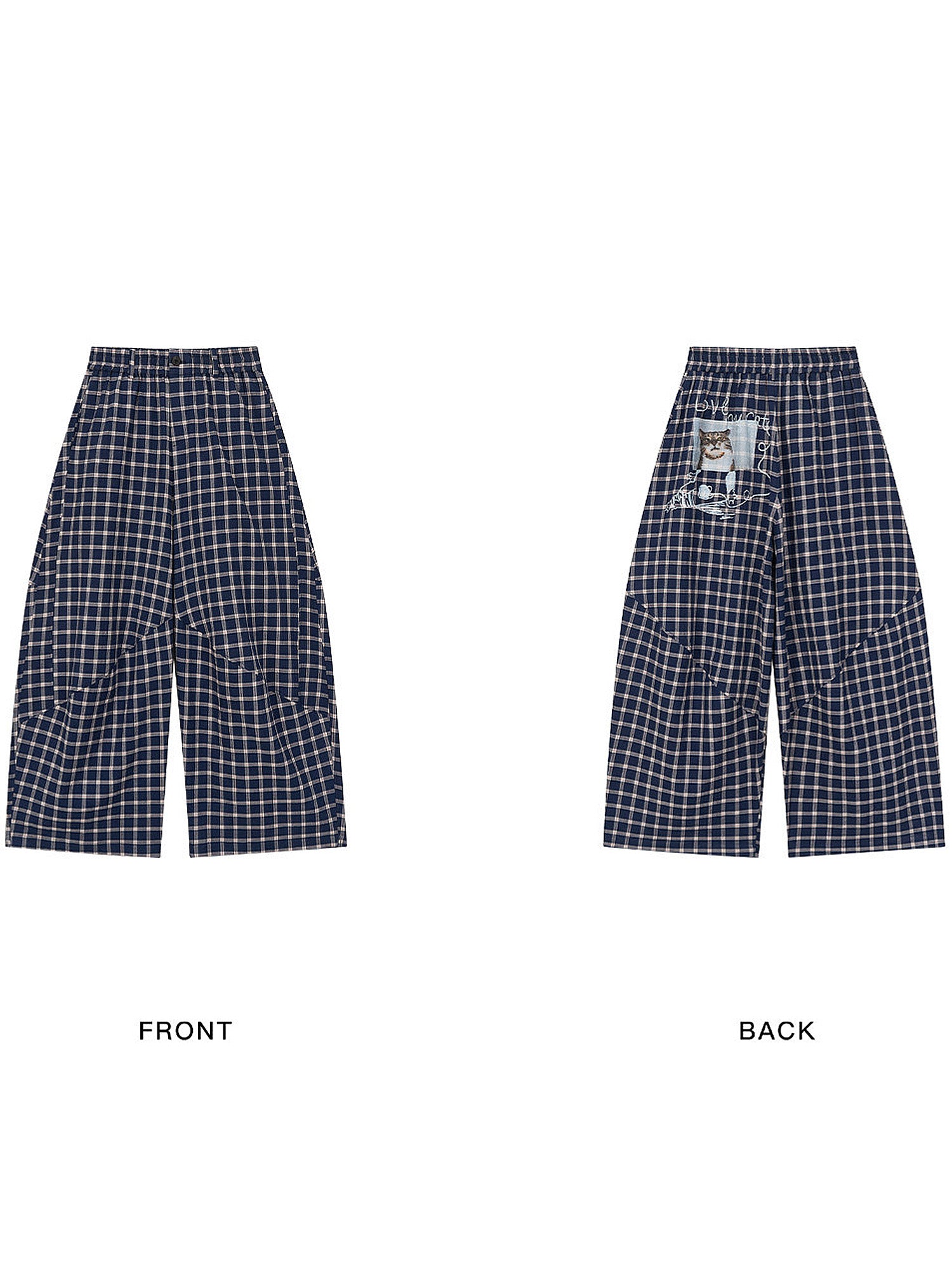 Outtheblue Cat Graphic Plaid Wide-Leg Pants | Canton Collective
