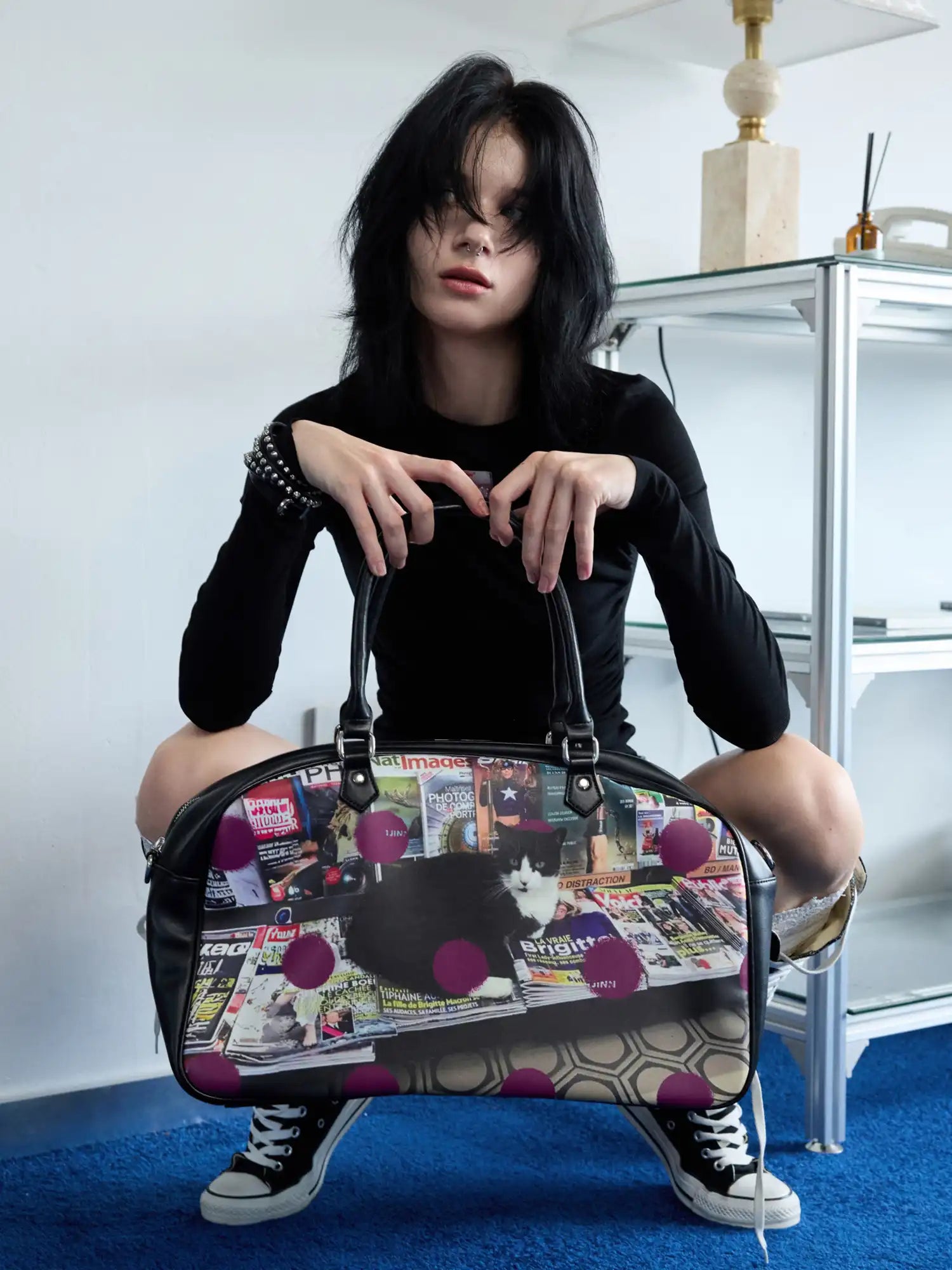 1Jinn Studio Cat Print Boston Bag | Canton Collective