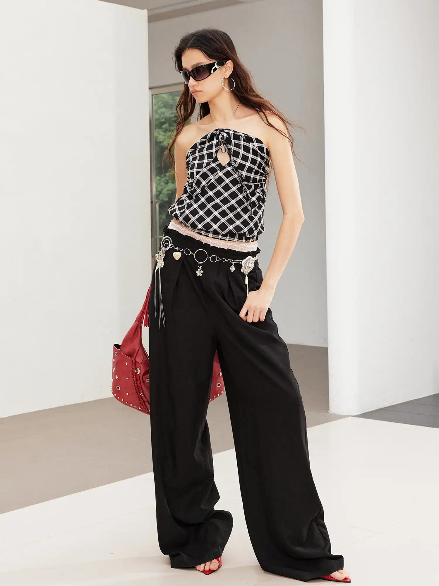 2th Desire Chain Snake Print Pleated Halter Top | Canton Collective