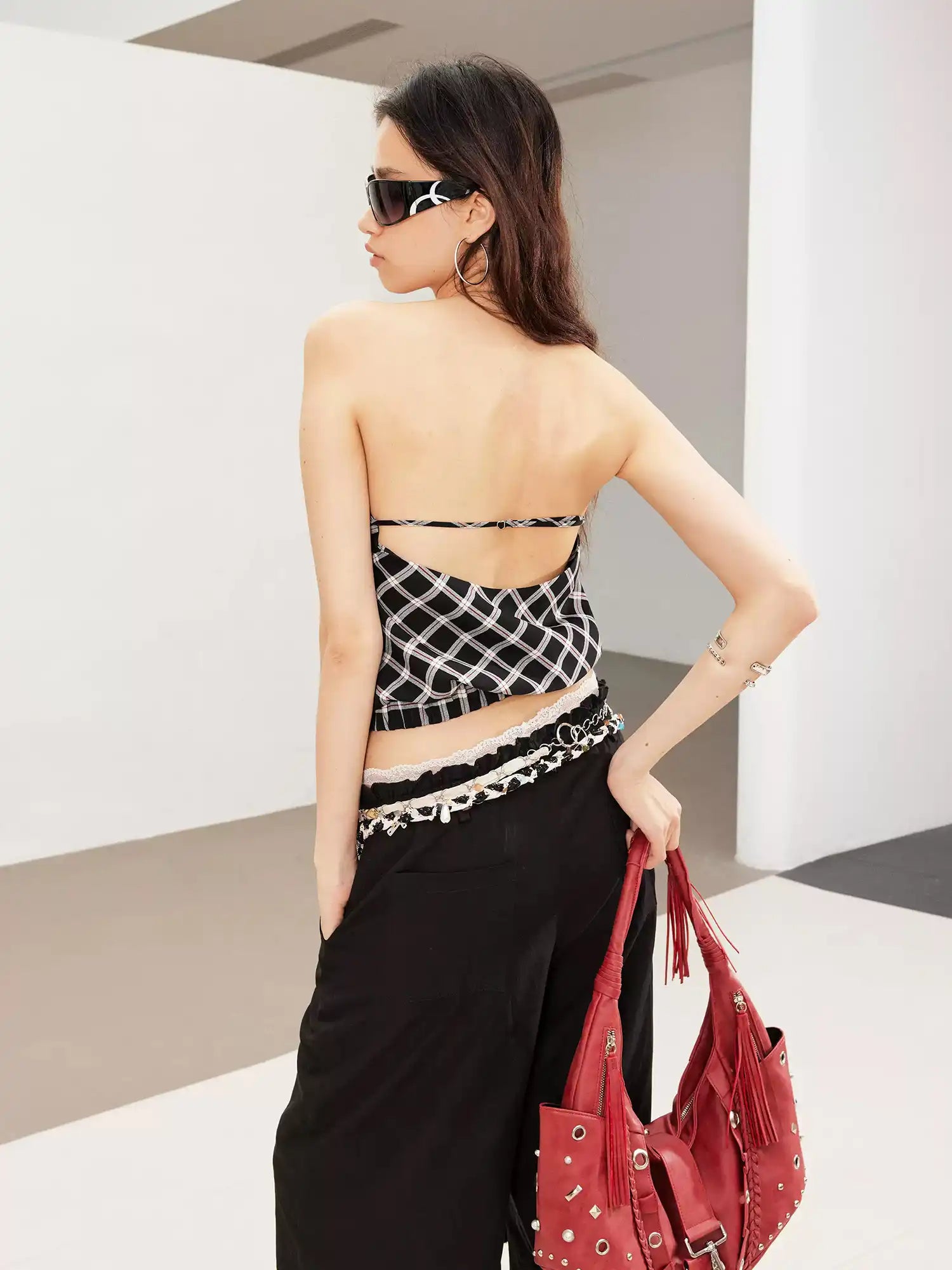 2th Desire Chain Snake Print Pleated Halter Top | Canton Collective