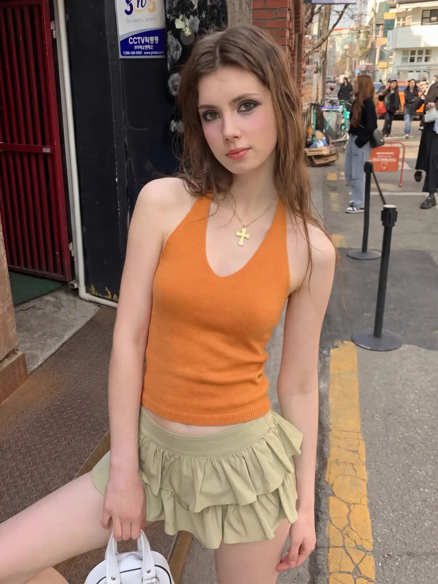 CantonCollective Design Chartreuse Green Knit Halter Top with Deep U-Neck for Summer Styling | Canton Collective