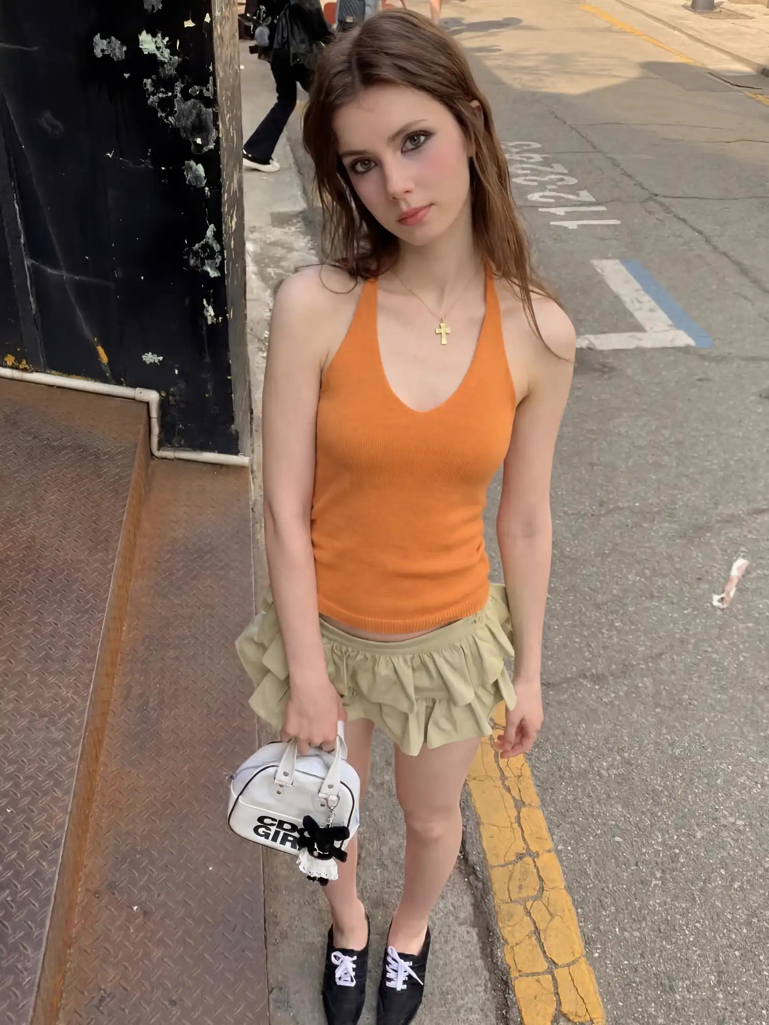 CantonCollective Design Chartreuse Green Knit Halter Top with Deep U-Neck for Summer Styling | Canton Collective