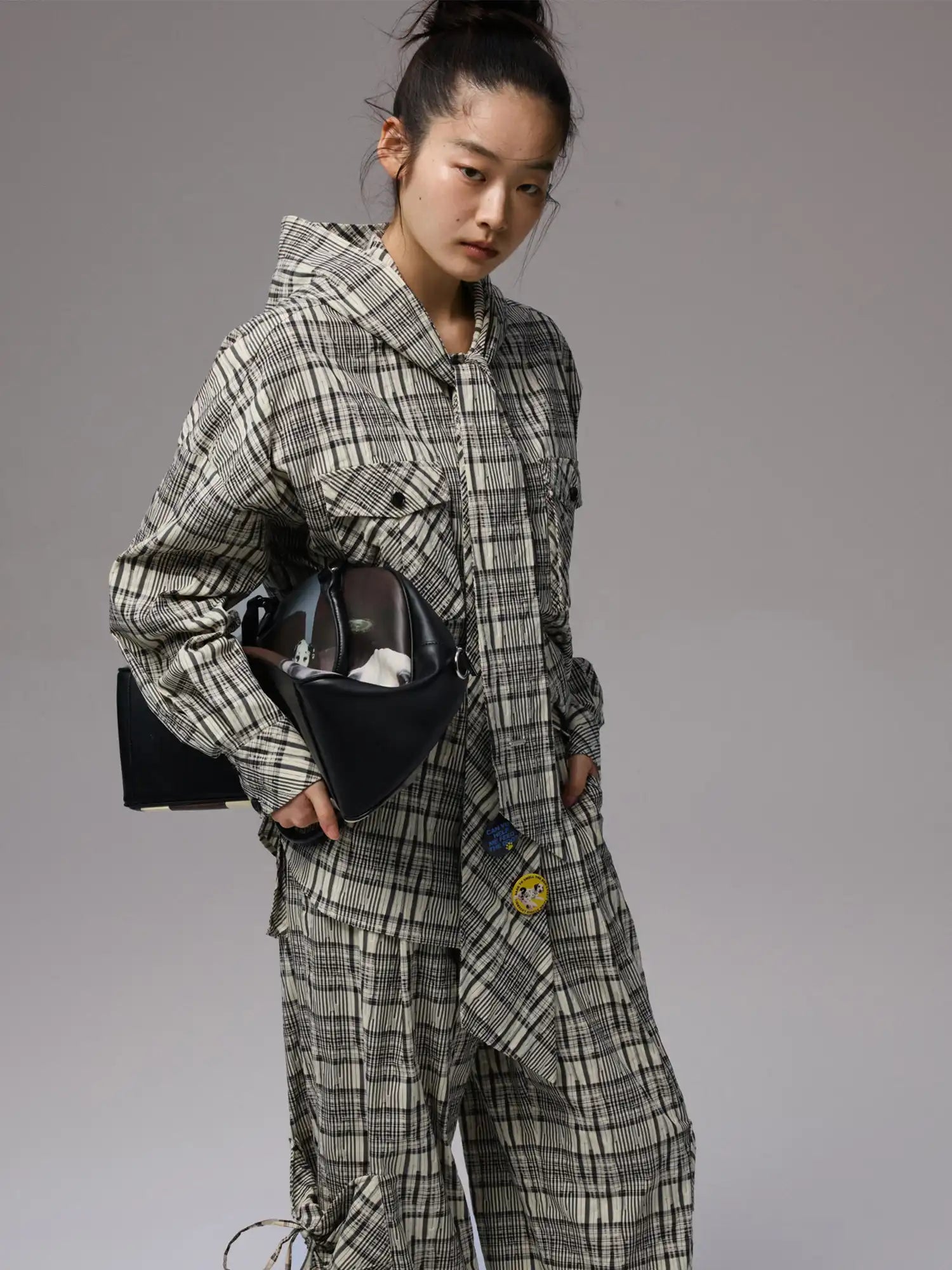 1Jinn Studio Check Pattern Hooded Shirt | Canton Collective