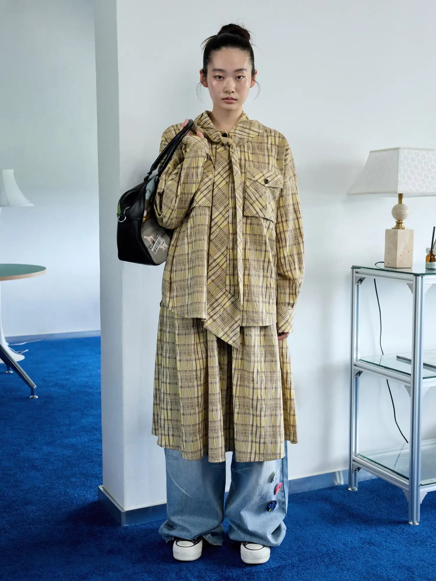 1Jinn Studio Check Pattern Hooded Shirt | Canton Collective