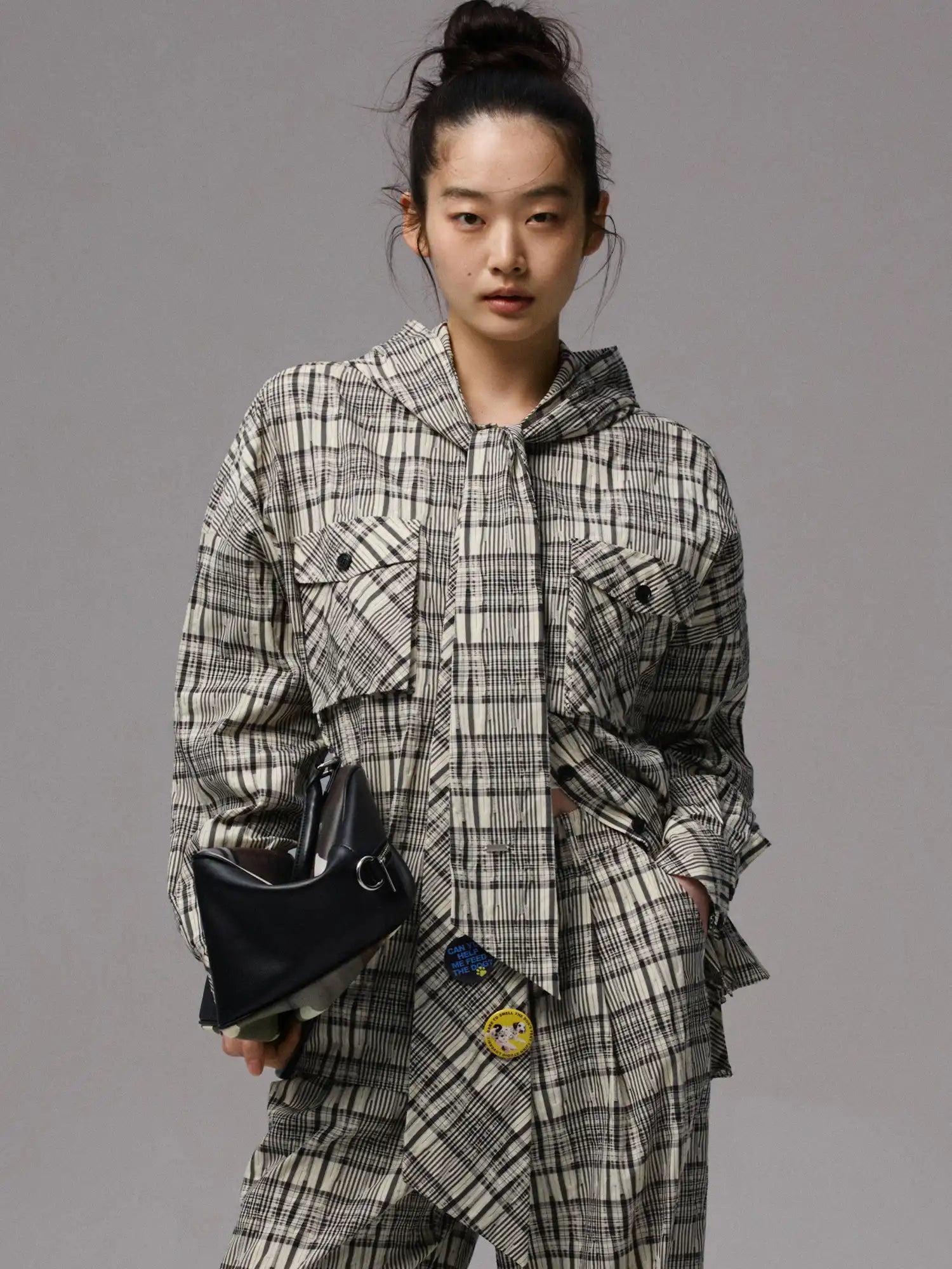 1Jinn Studio Check Pattern Hooded Shirt | Canton Collective