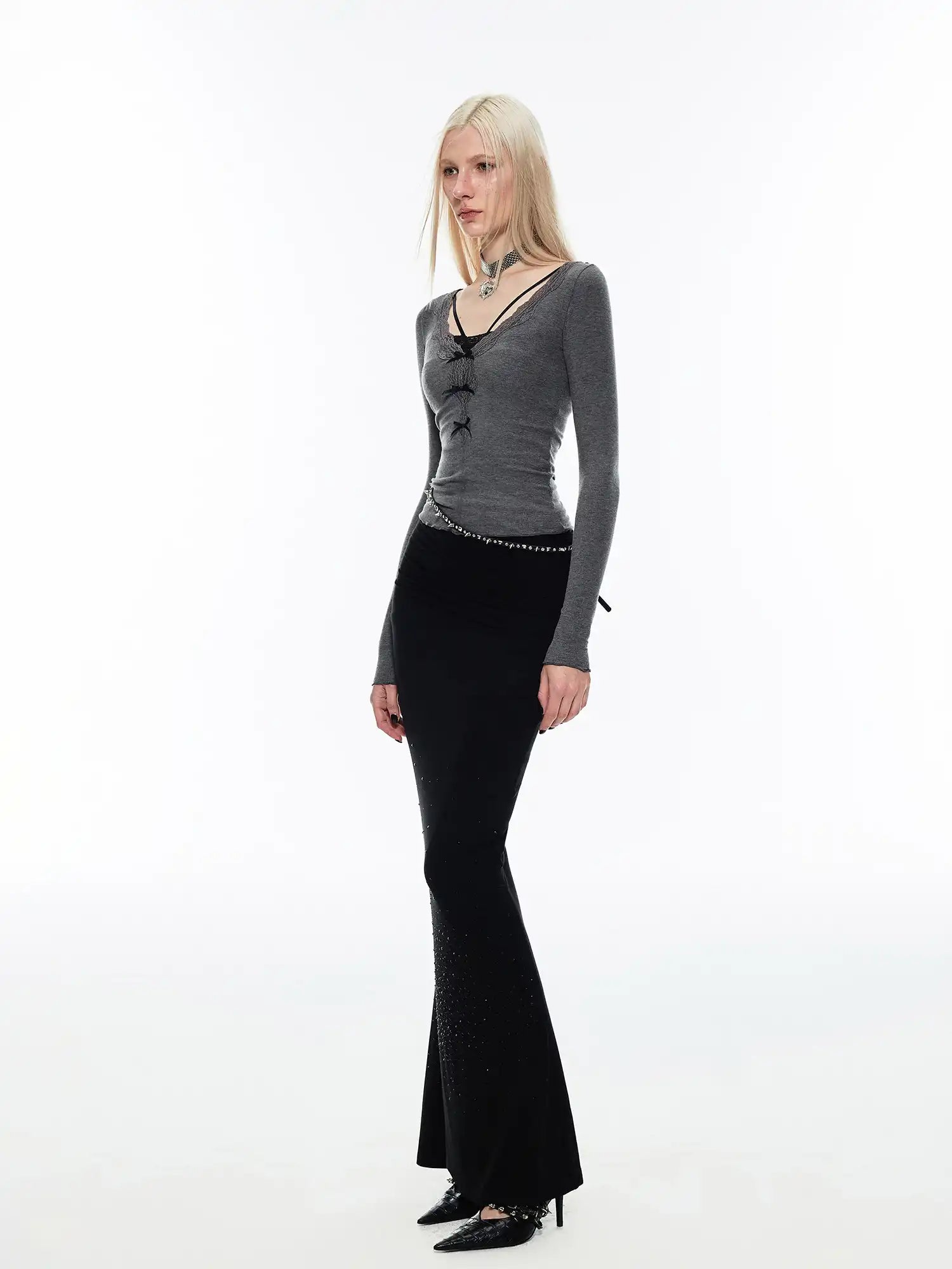 1Jinn Studio Chic Lace-Trim V-Neck Knit Top | Canton Collective