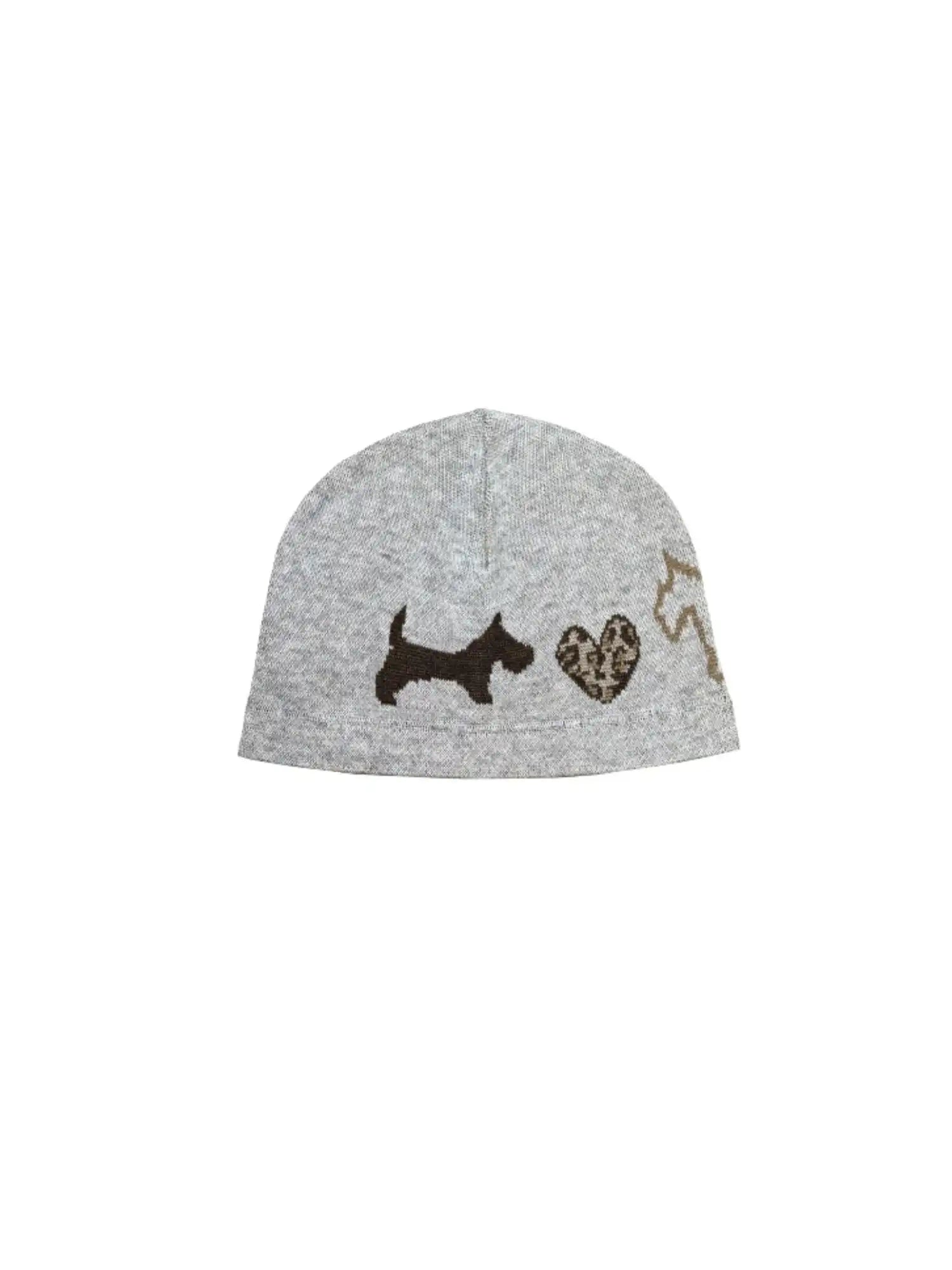 2th Desire Chic Leopard Heart Dog Wool Knit Beanie | Canton Collective