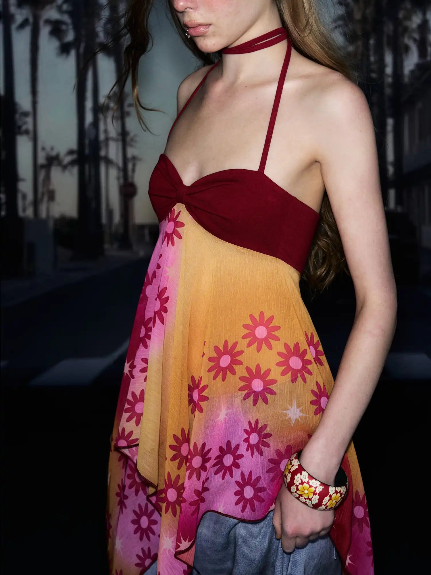 Deleteex Chiffon Floral Babydoll Halter Top | Canton Collective