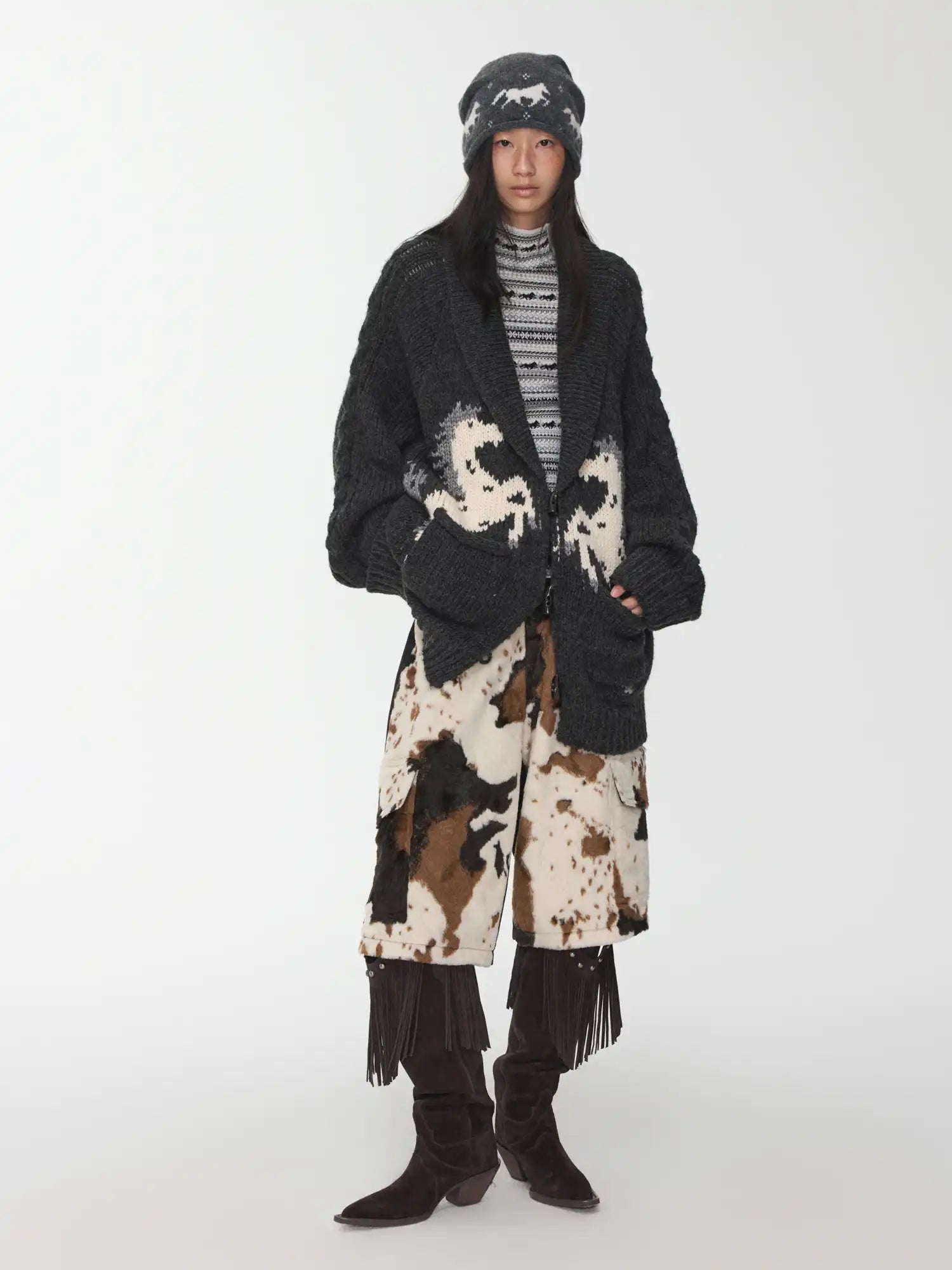 1Jinn Studio Chunky Knit Pony Cardigan | Canton Collective