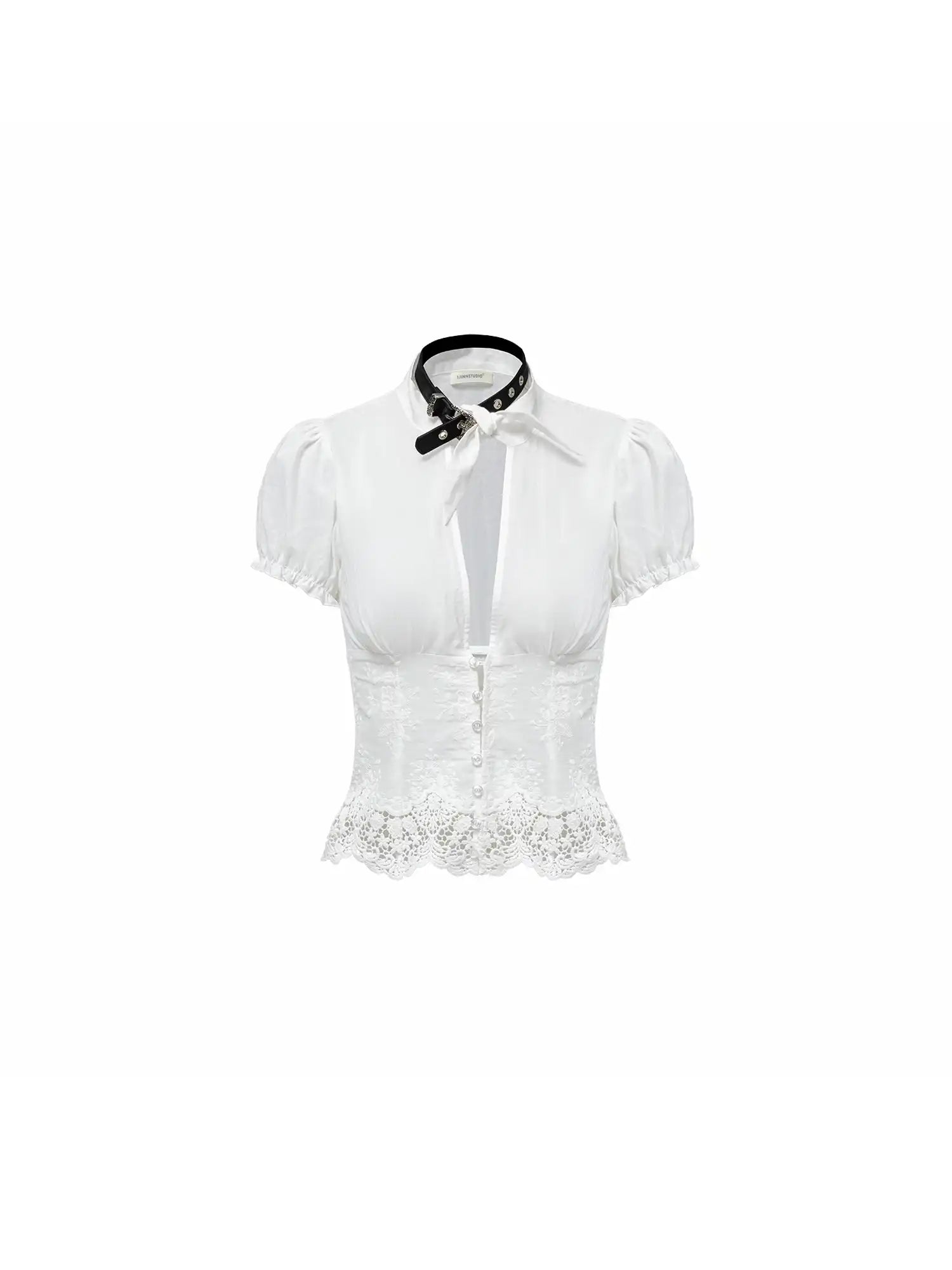 1Jinn Studio Cinched Waist Cotton Eyelet Crop Top | Canton Collective