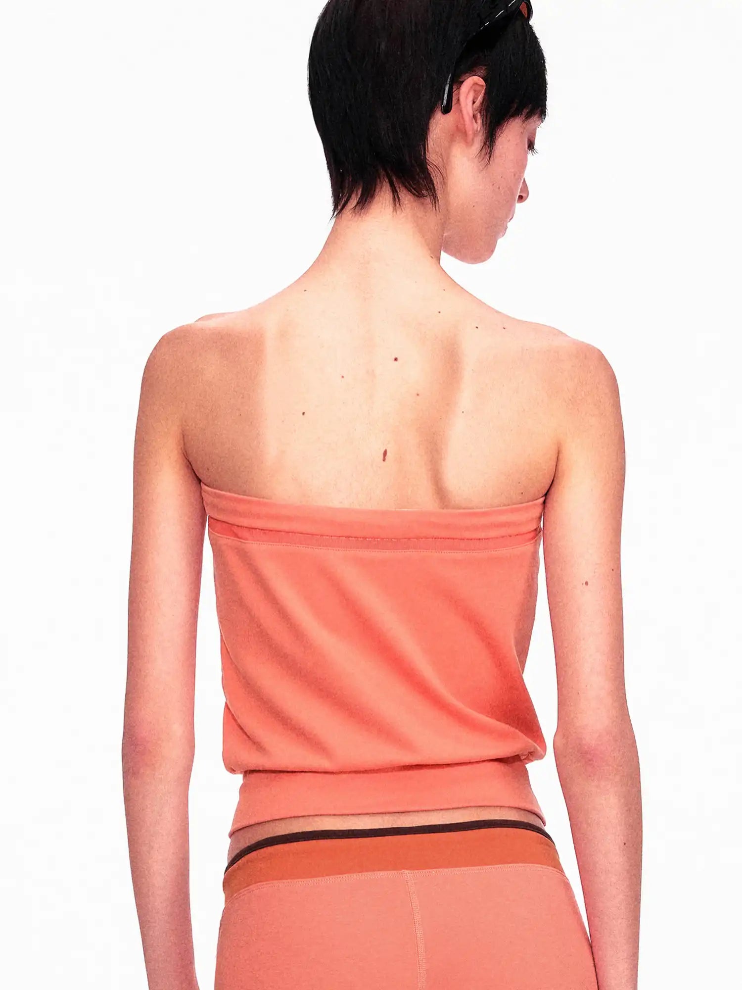 Ayo Contrast Drawstring Knit Strapless Top | Canton Collective