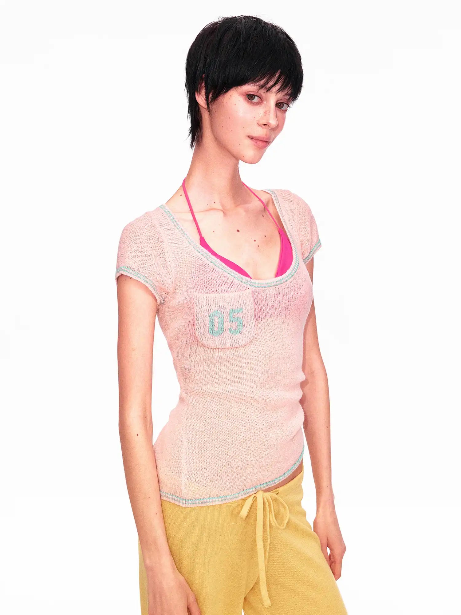 Ayo Contrast Off Shoulder Cropped Knit Top | Canton Collective