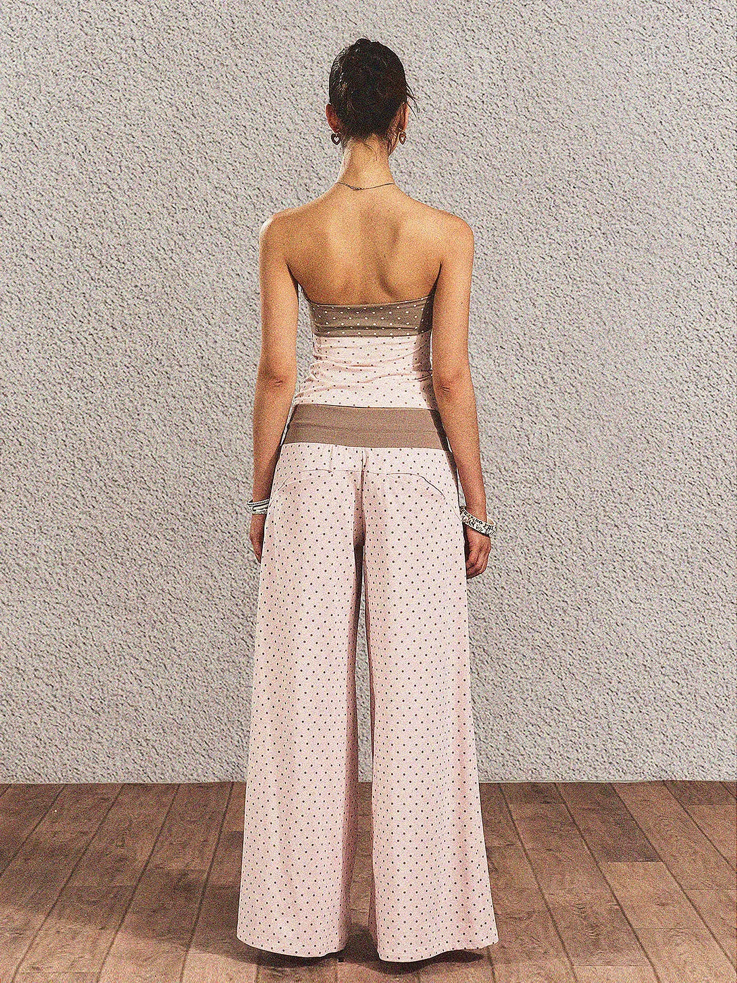 CantonCollective Design Contrast Waist Polka Dot Baggy Pants | Canton Collective