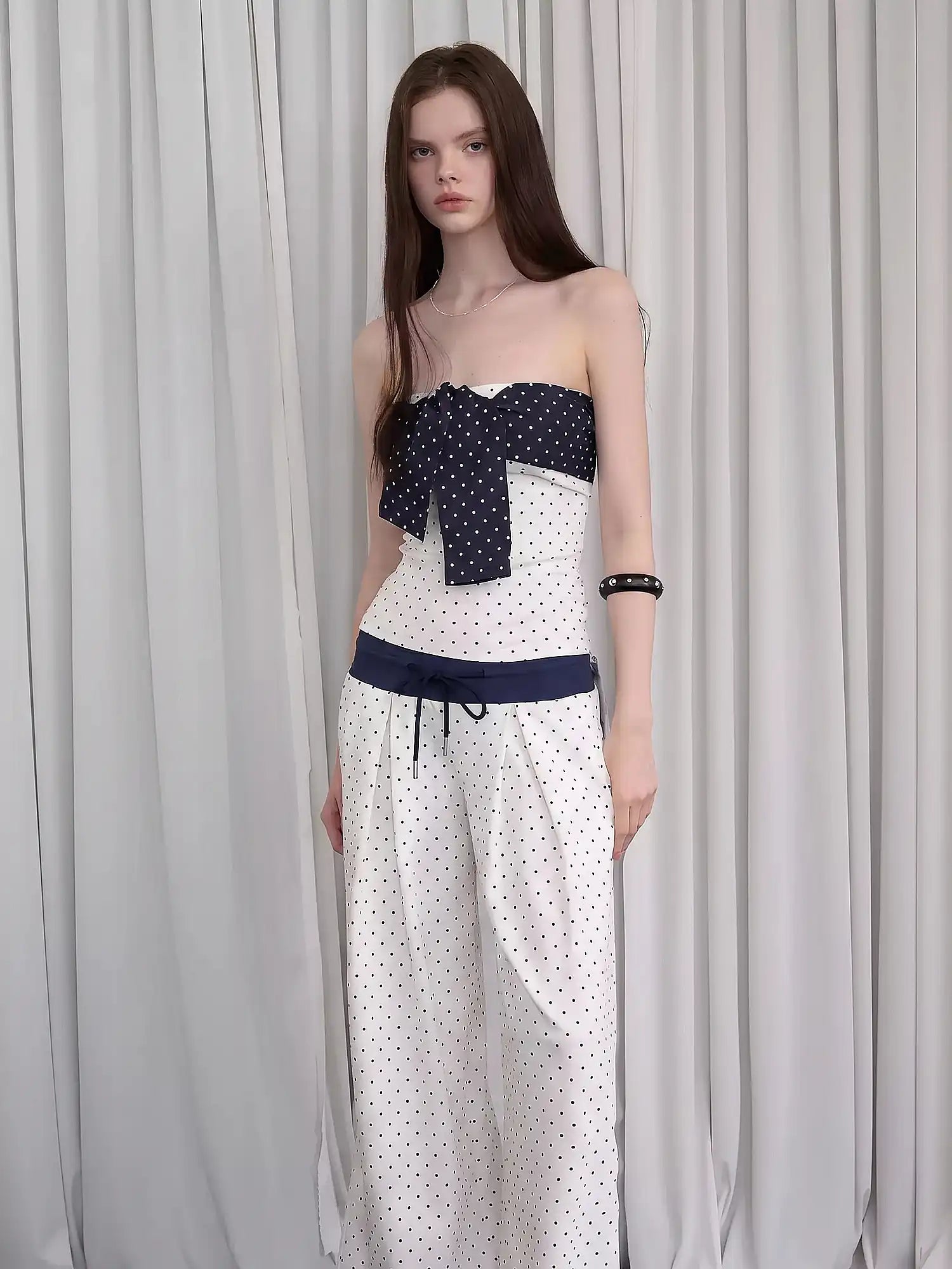 CantonCollective Design Contrast Waist Polka Dot Baggy Pants | Canton Collective