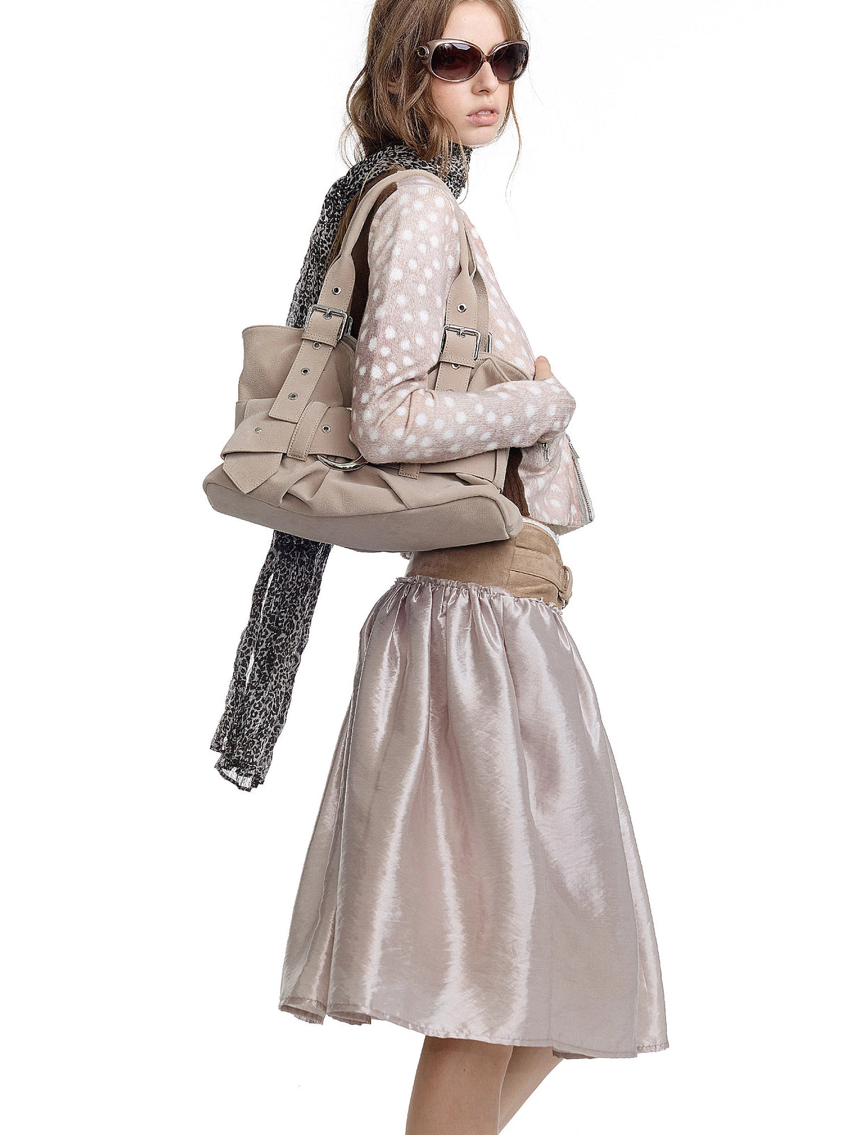 2HK TWO HOUR KEYYY Contrast Waistband Puff Satin Skirt | Canton Collective