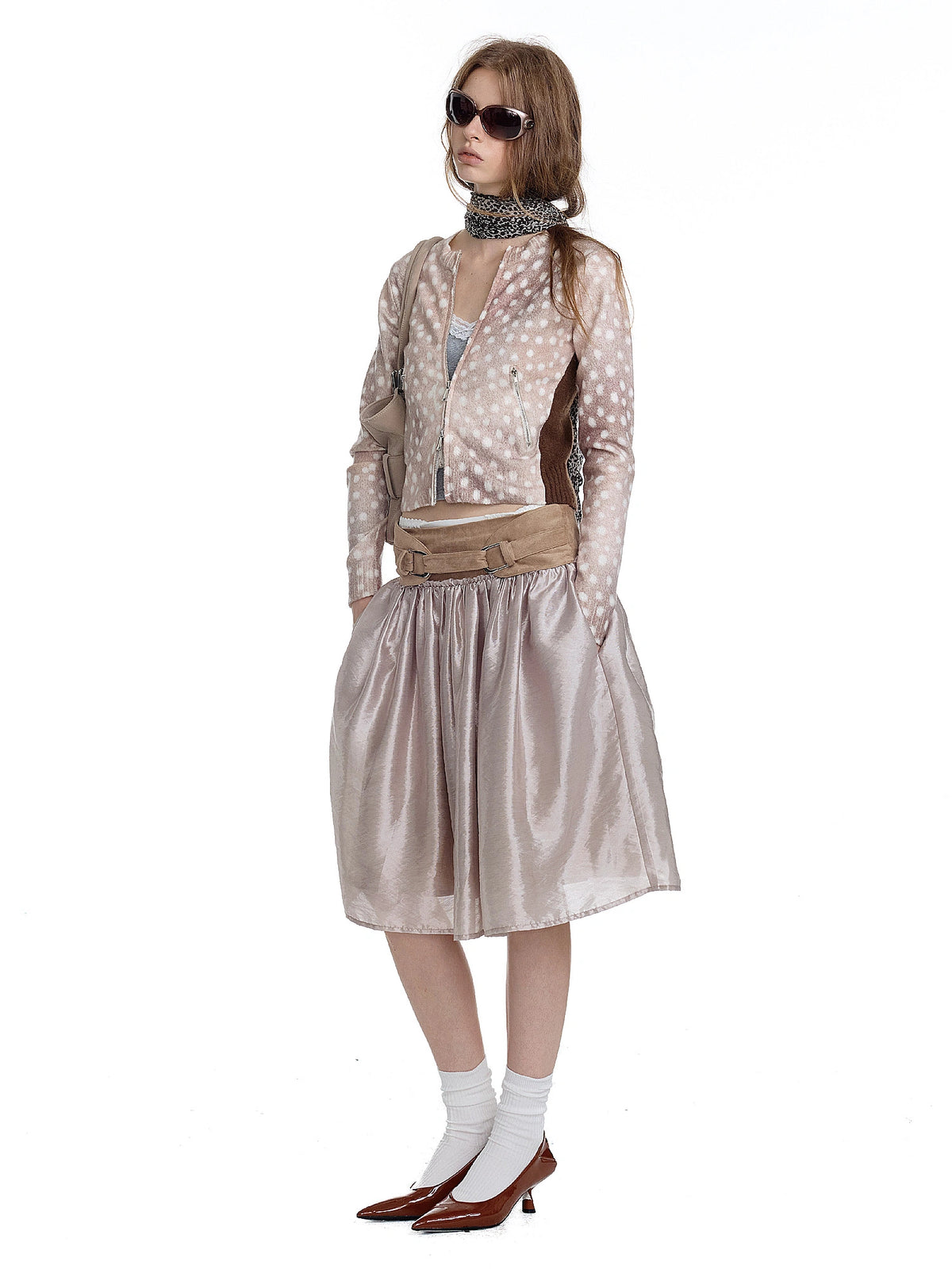 2HK TWO HOUR KEYYY Contrast Waistband Puff Satin Skirt | Canton Collective