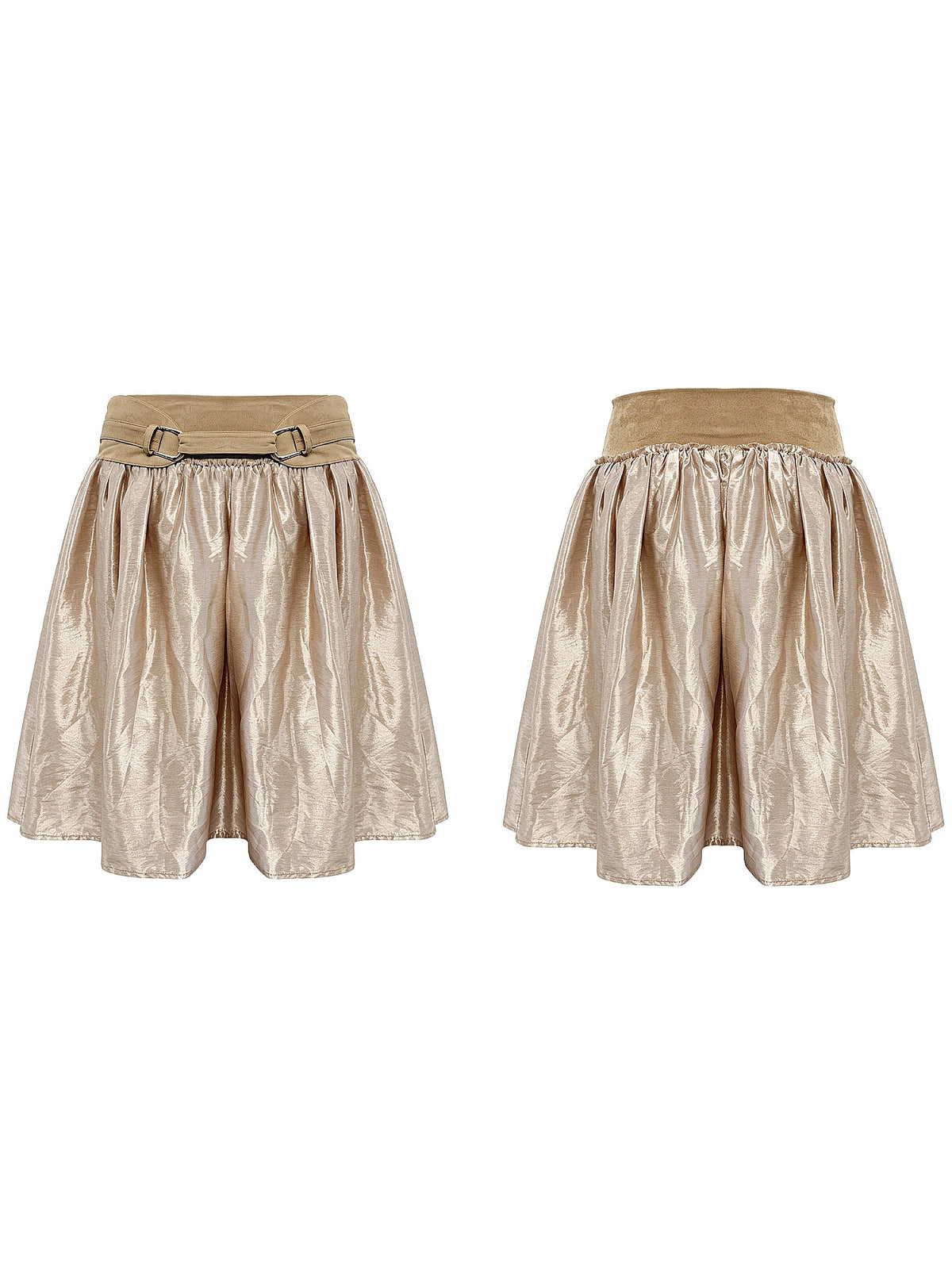 2HK TWO HOUR KEYYY Contrast Waistband Puff Satin Skirt | Canton Collective