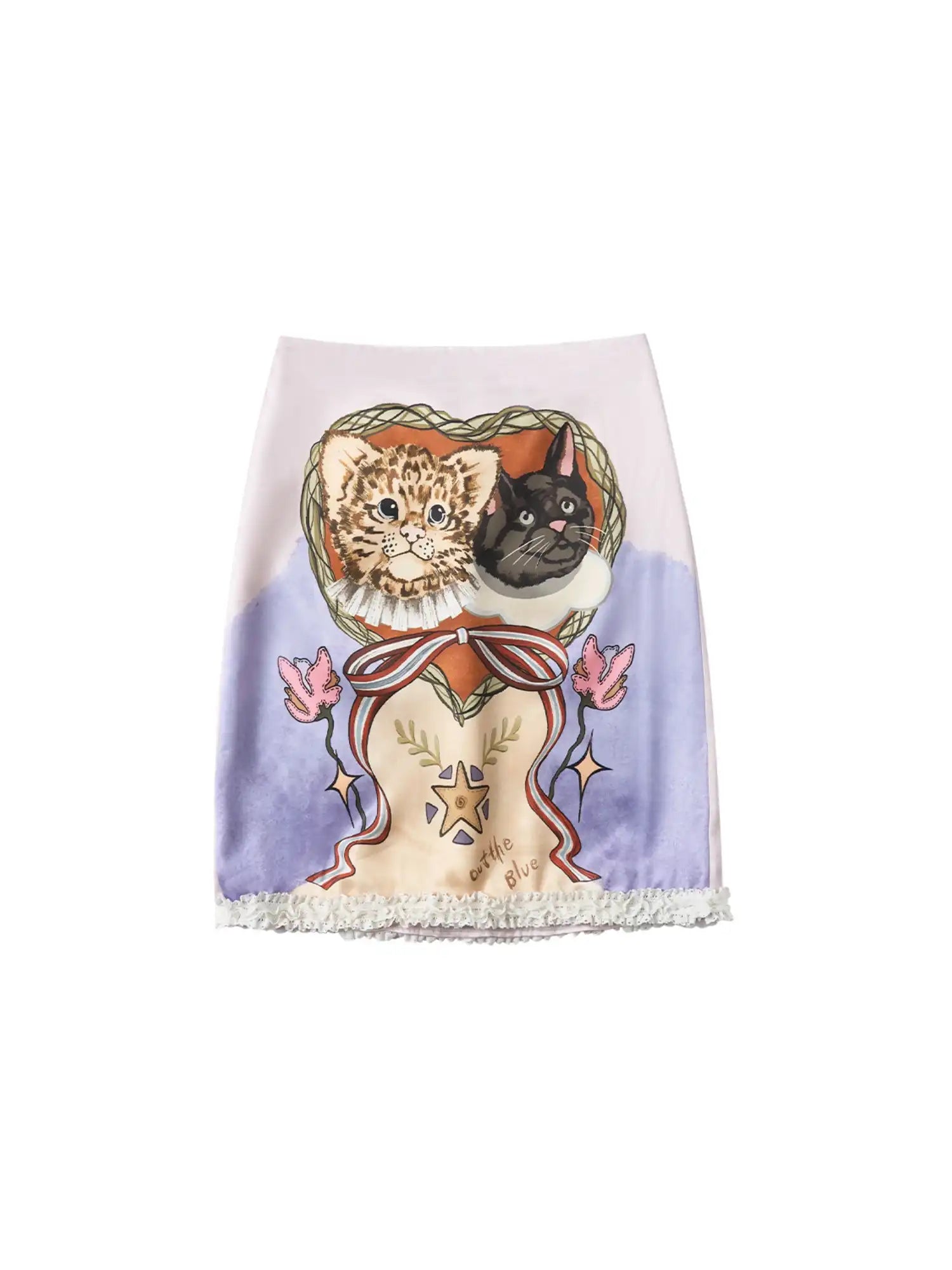 Outtheblue Coquette Lace Trimmed Purple Satin Skirt | Canton Collective