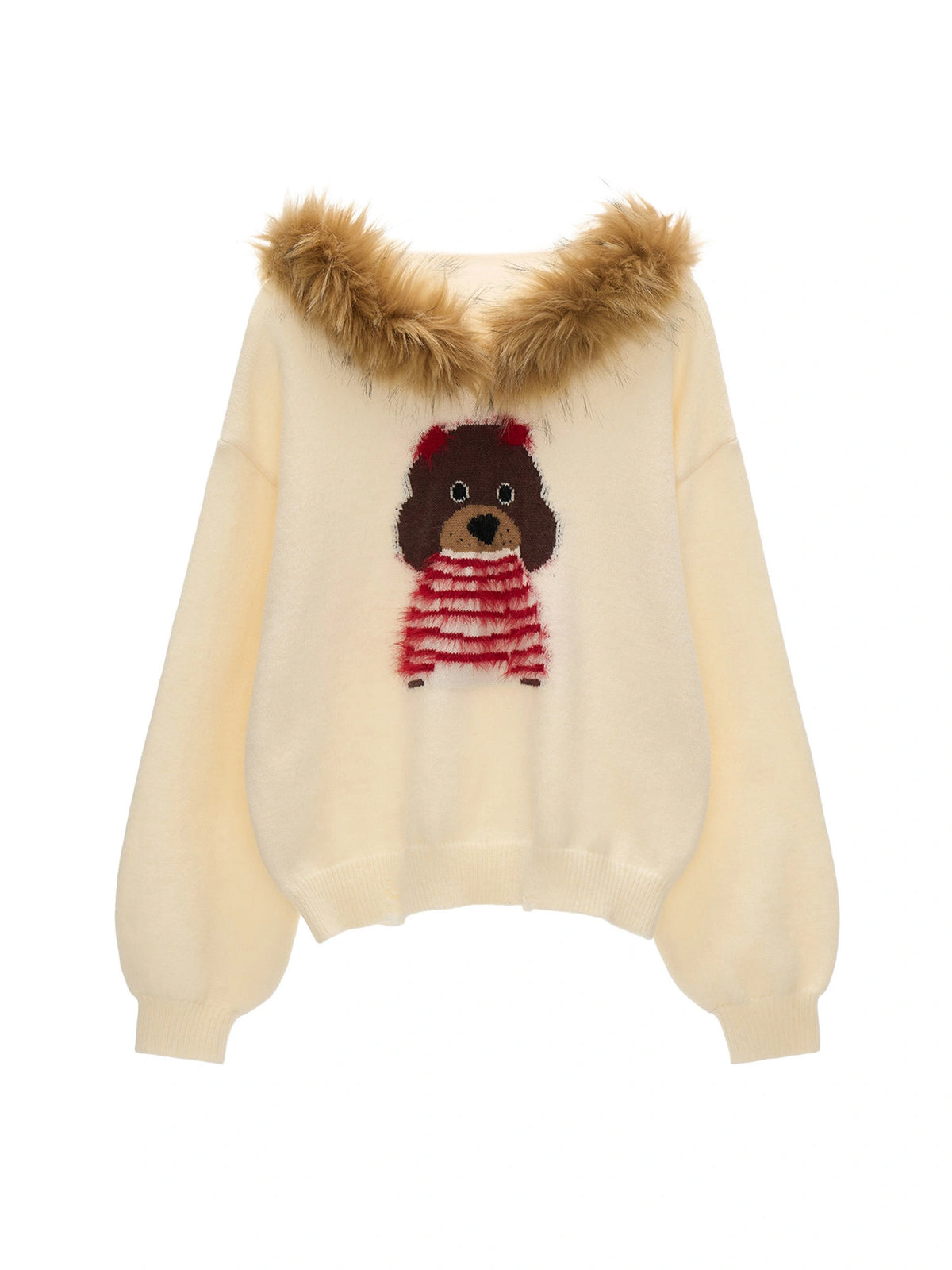 MAMC Coquette Knit Faux Fur Collar Hooded Sweater | Canton Collective