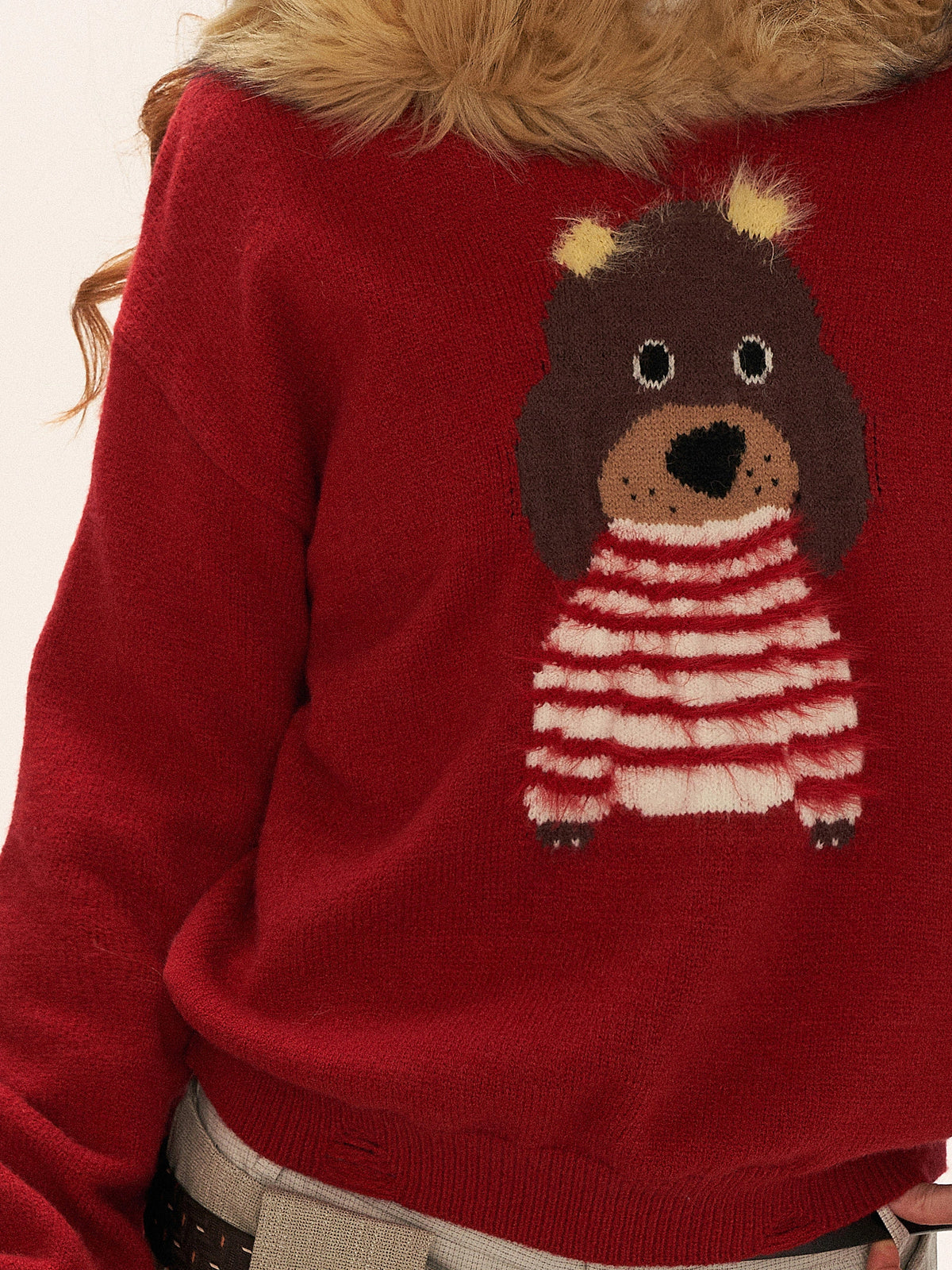 MAMC Coquette Knit Faux Fur Collar Hooded Sweater | Canton Collective
