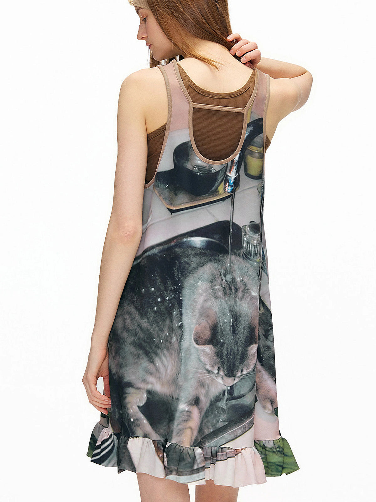 Outtheblue Coquette Ruffle Cat Graphic Mini Dress | Canton Collective