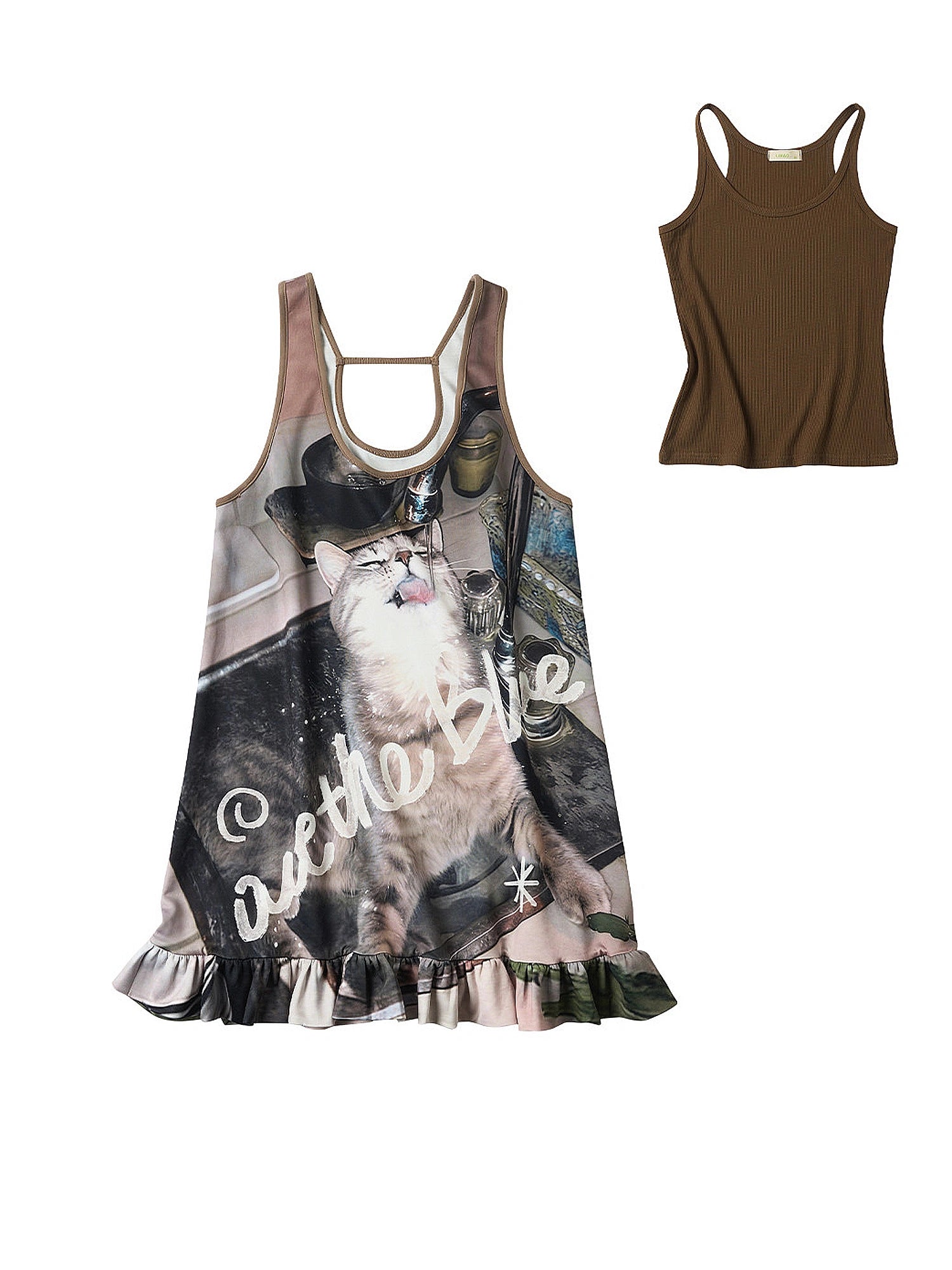 Outtheblue Coquette Ruffle Cat Graphic Mini Dress | Canton Collective