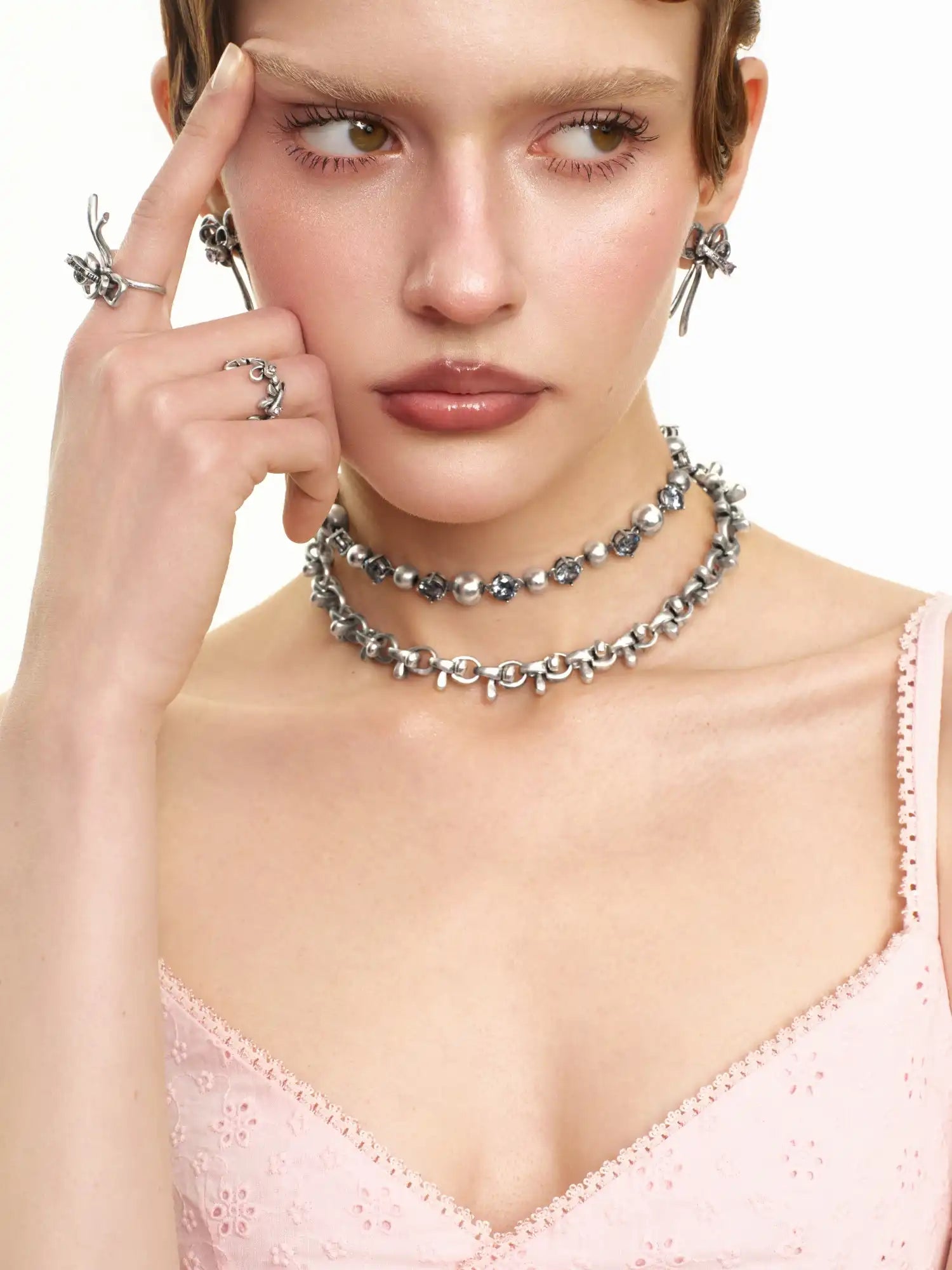 1Jinn M2M Coquette Sculptural Zircon Choker Necklace | Canton Collective