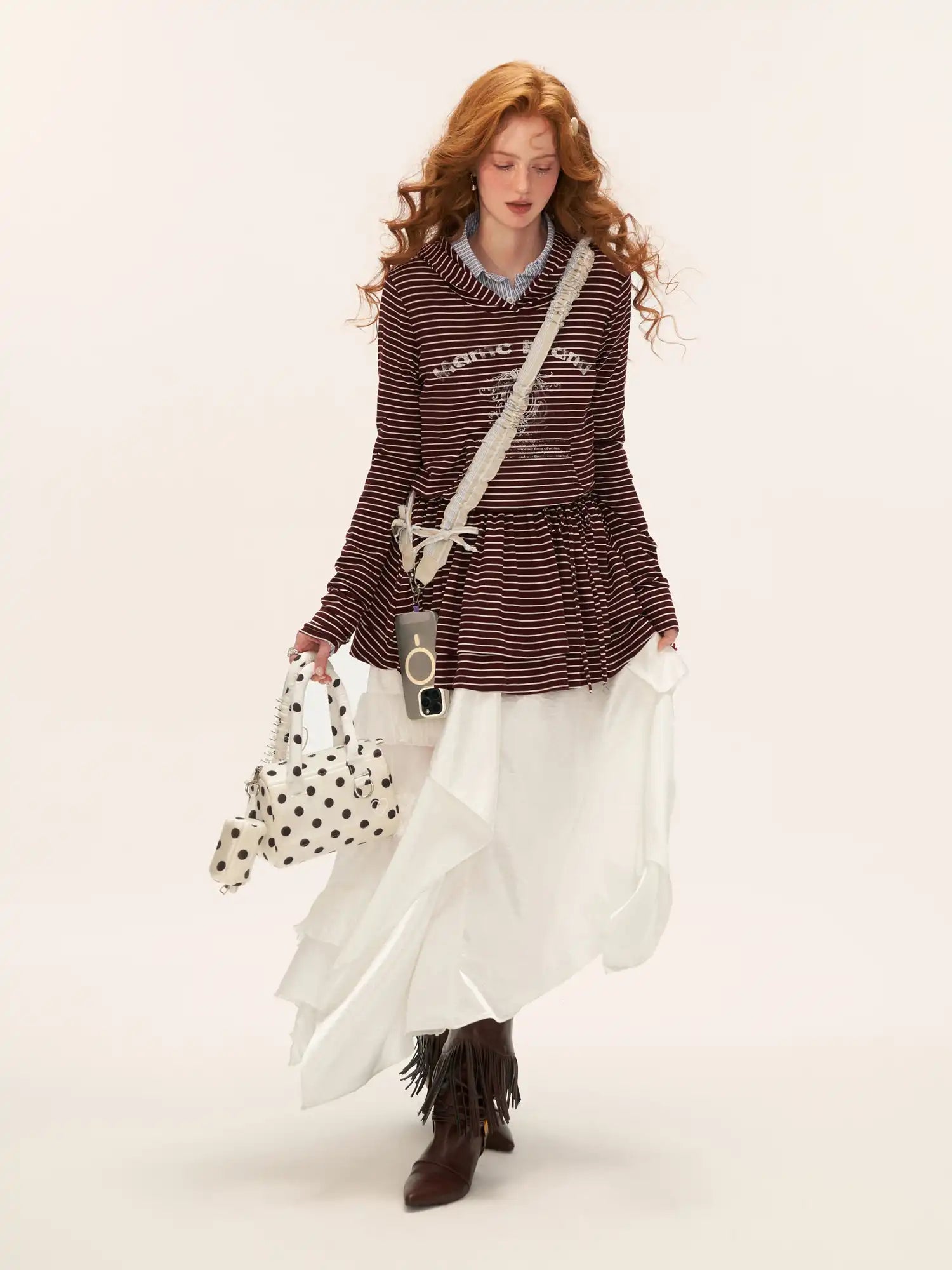 MAMC Coquette Striped Hooded Sweatshirt Peplum Dress | Canton Collective