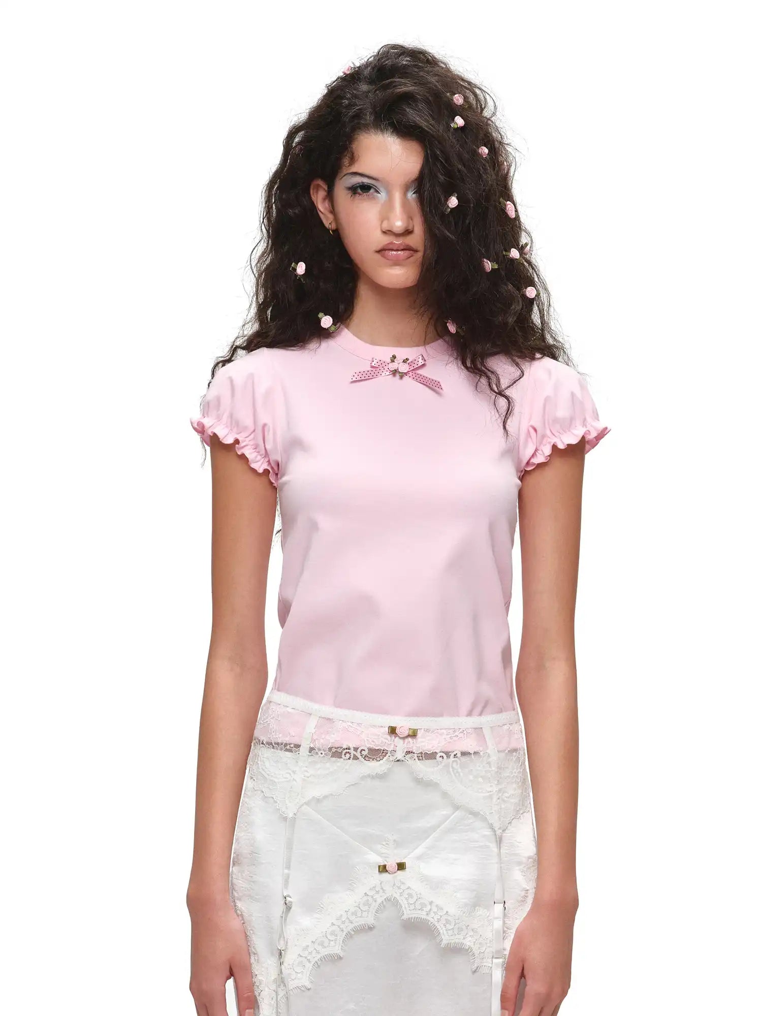 1Jinn Studio Coquette Style Rosette Puff Sleeve Top | Canton Collective