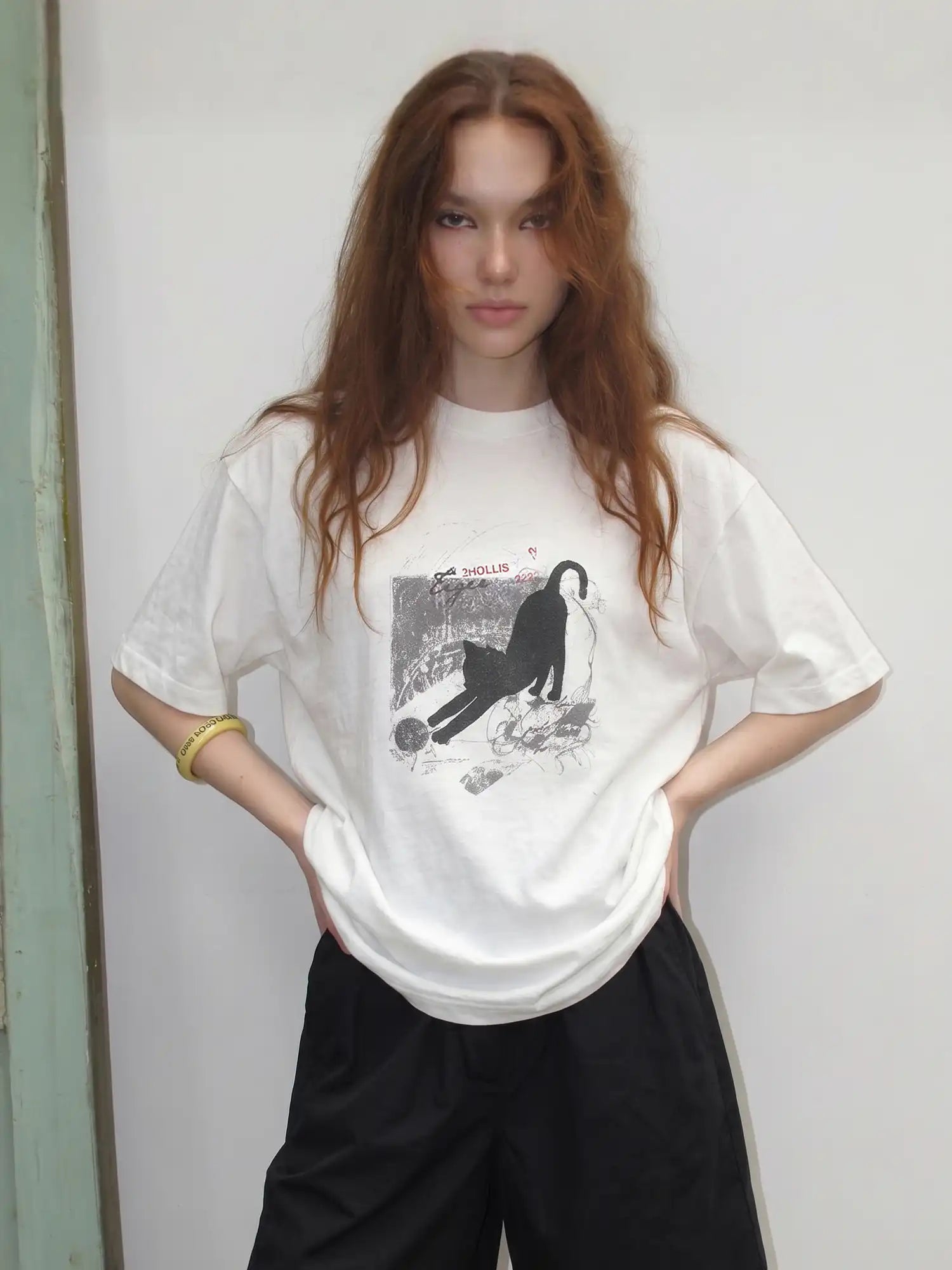 CantonCollective Design Cotton Oversized T-Shirt with Cat Print | Canton Collective