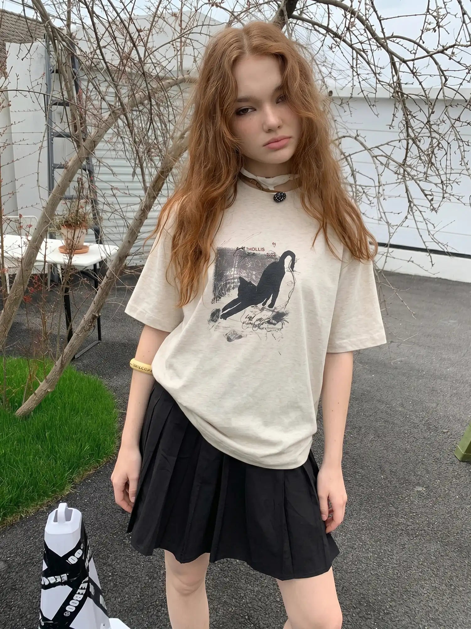 CantonCollective Design Cotton Oversized T-Shirt with Cat Print | Canton Collective