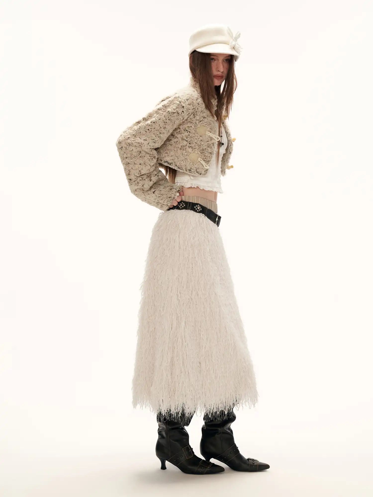 MAMC Creamy Feather Tassle Midi Skirt | Canton Collective