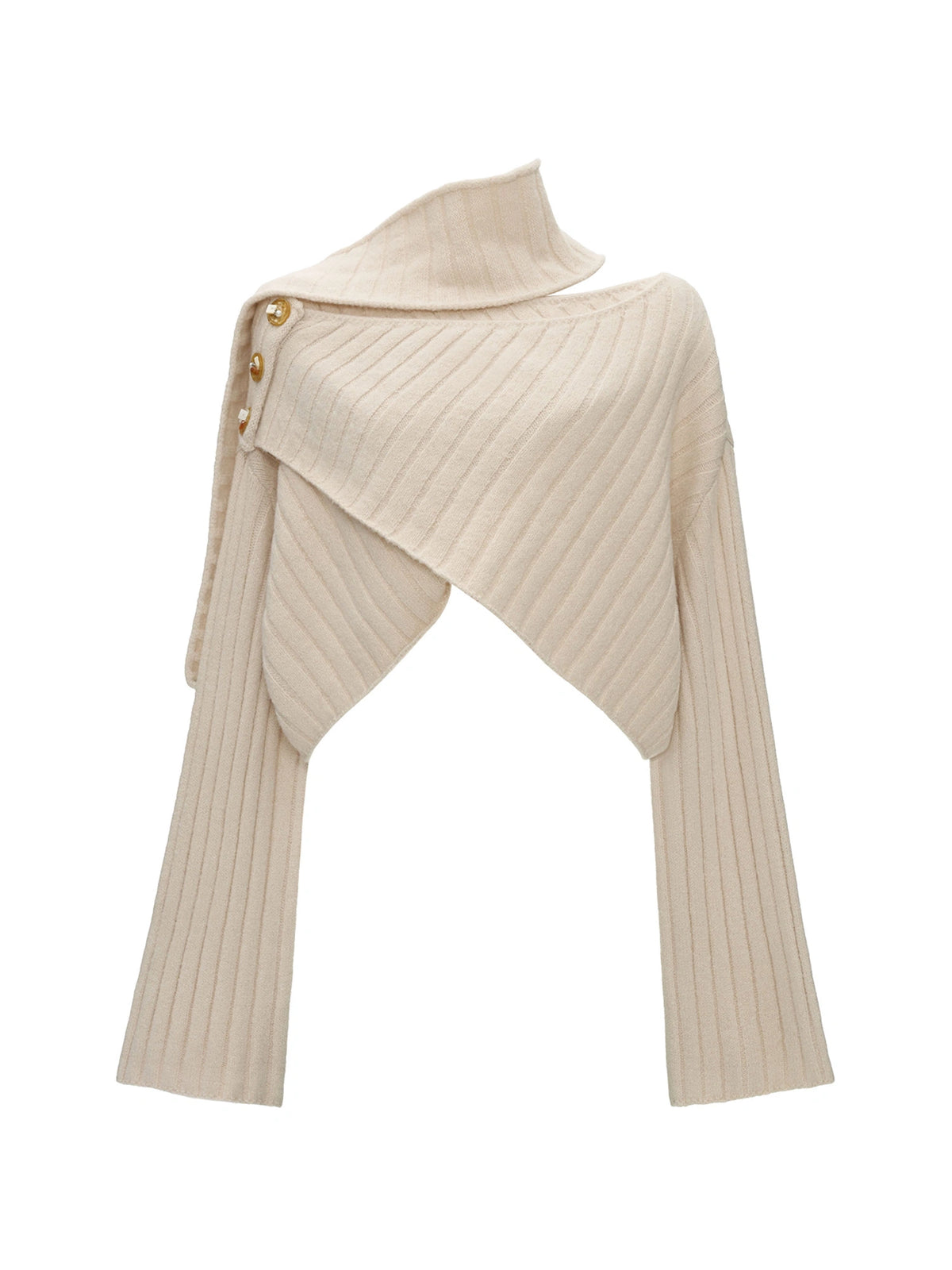 MAMC Cropped Cable Knit Crossover Sweater | Canton Collective