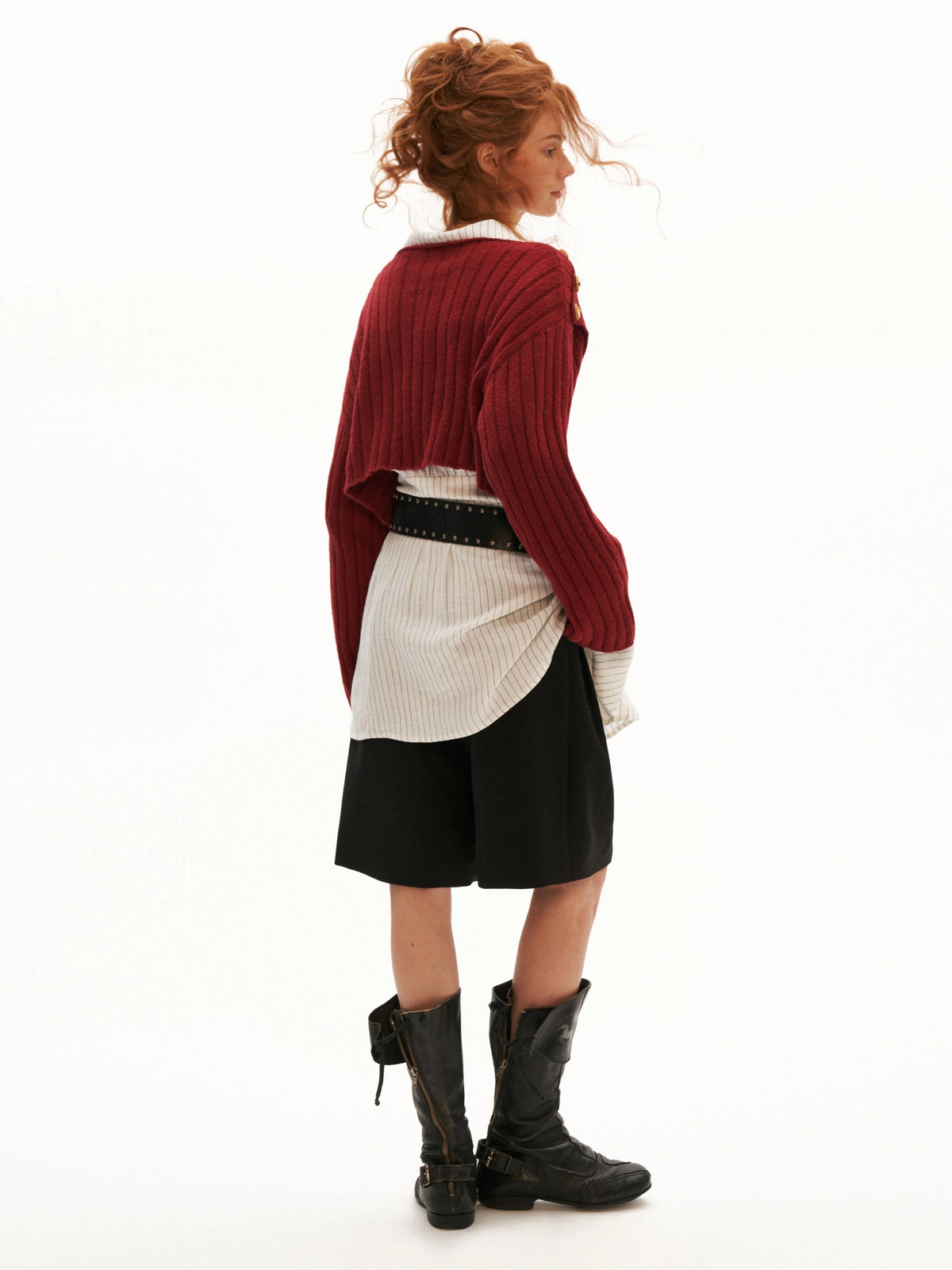 MAMC Cropped Cable Knit Crossover Sweater | Canton Collective