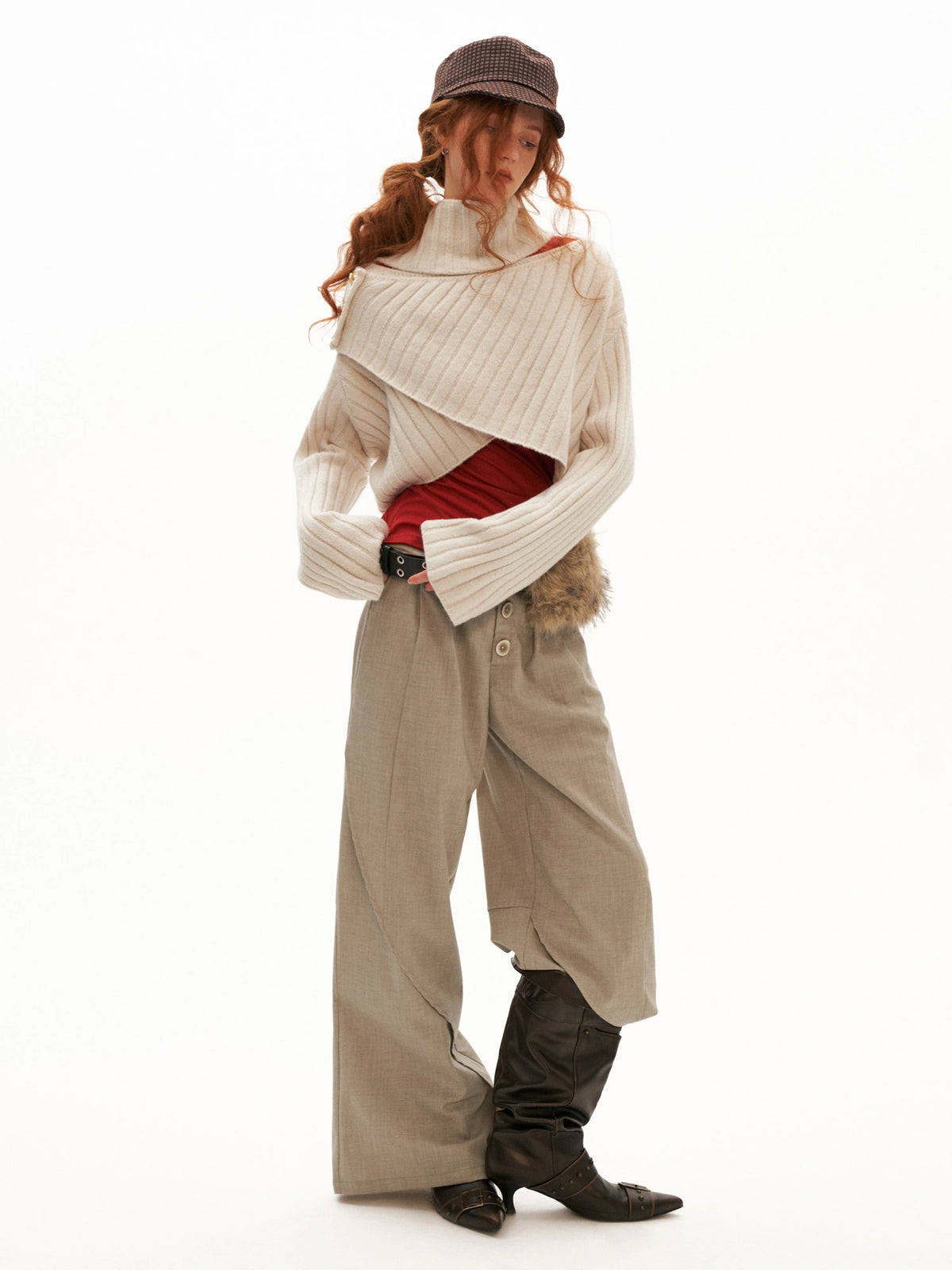 MAMC Cropped Cable Knit Crossover Sweater | Canton Collective
