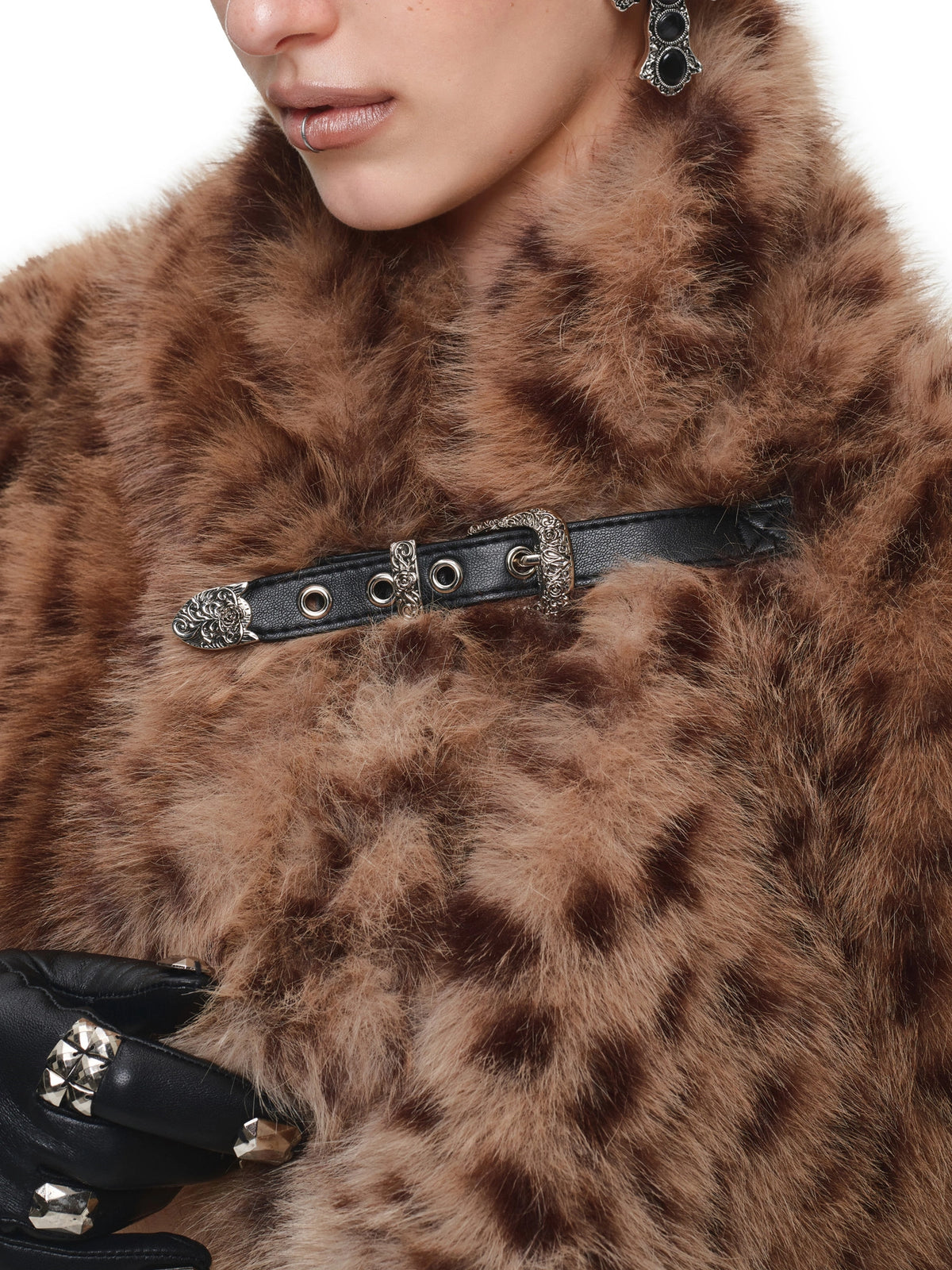 1Jinn Studio Cropped Leopard Faux Fur Buckle Vest | Canton Collective