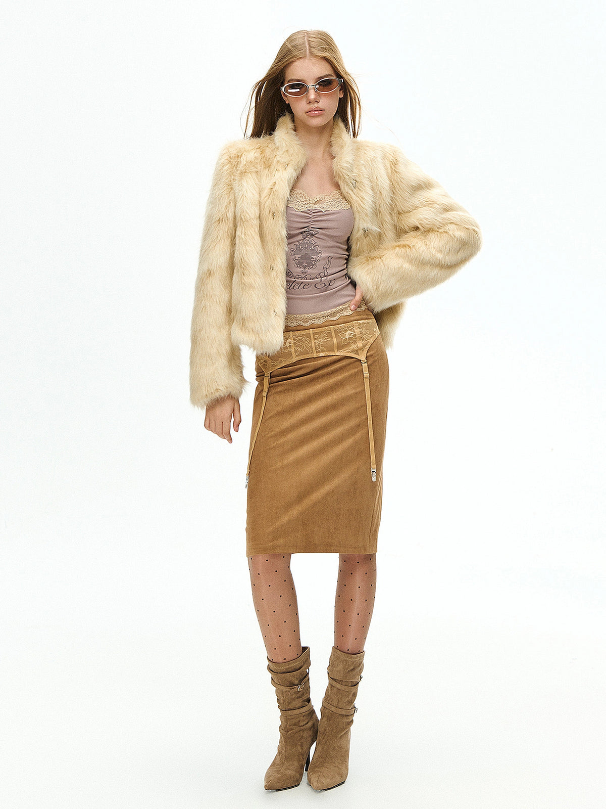 Deleteex Cropped Slavic Faux Fur Lapel Coat | Canton Collective