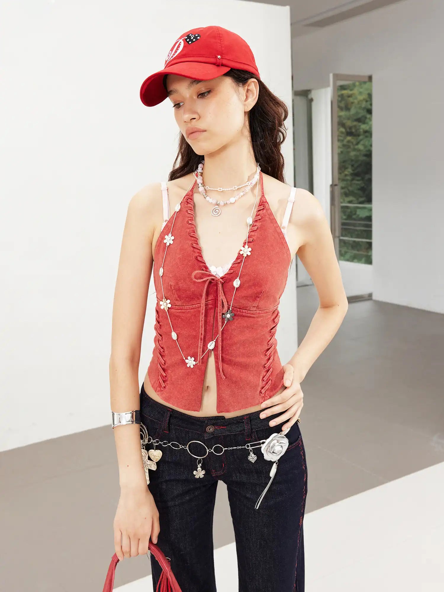 2th Desire Cross-Back V-Neck Halter Top | Canton Collective