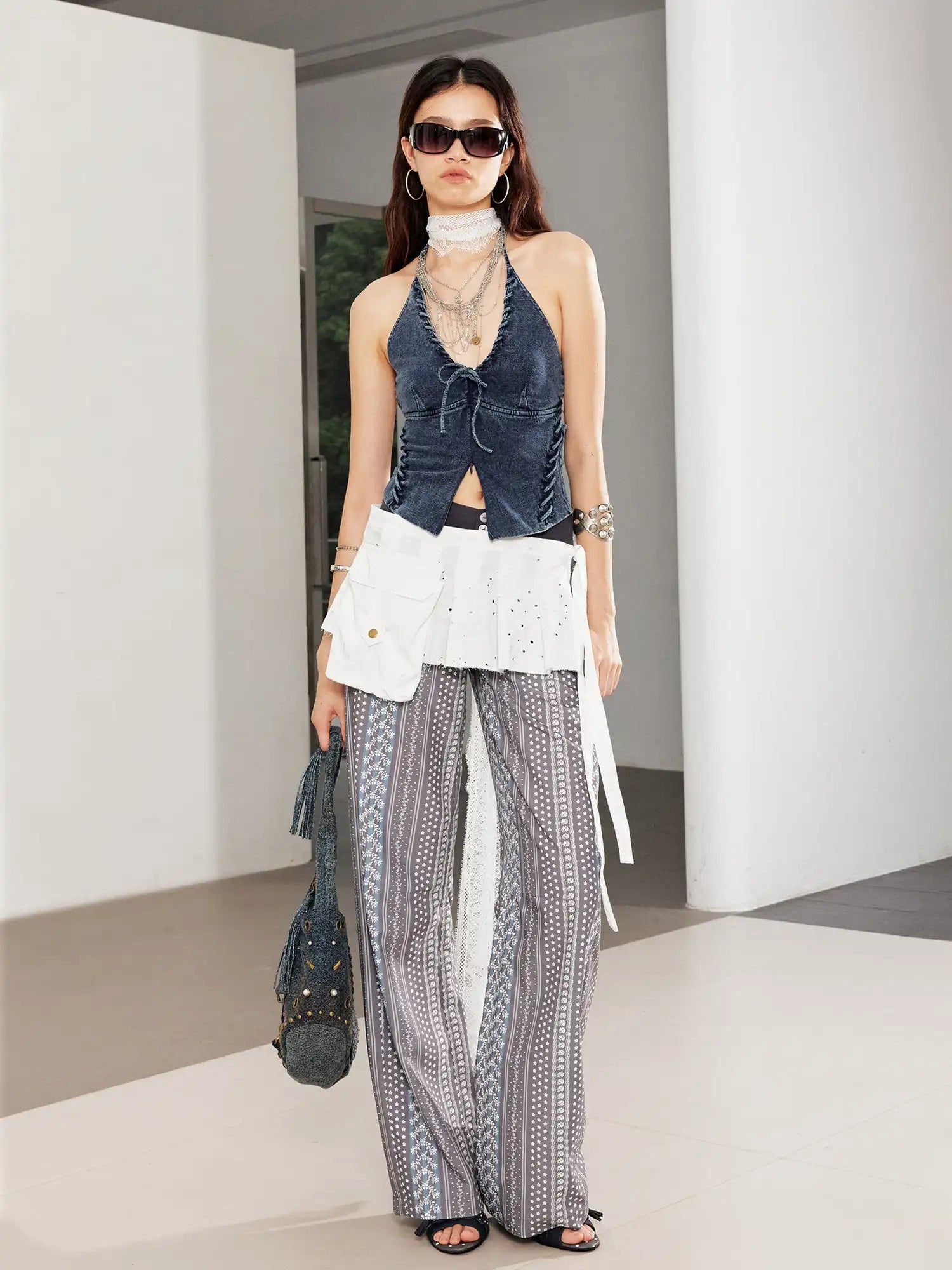 2th Desire Cross-Back V-Neck Halter Top | Canton Collective