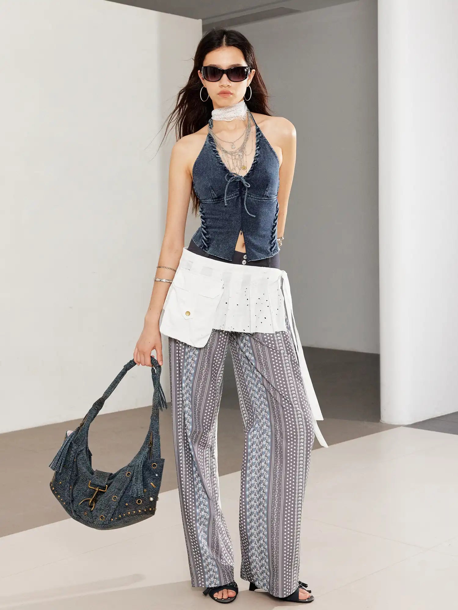 2th Desire Cross-Back V-Neck Halter Top | Canton Collective