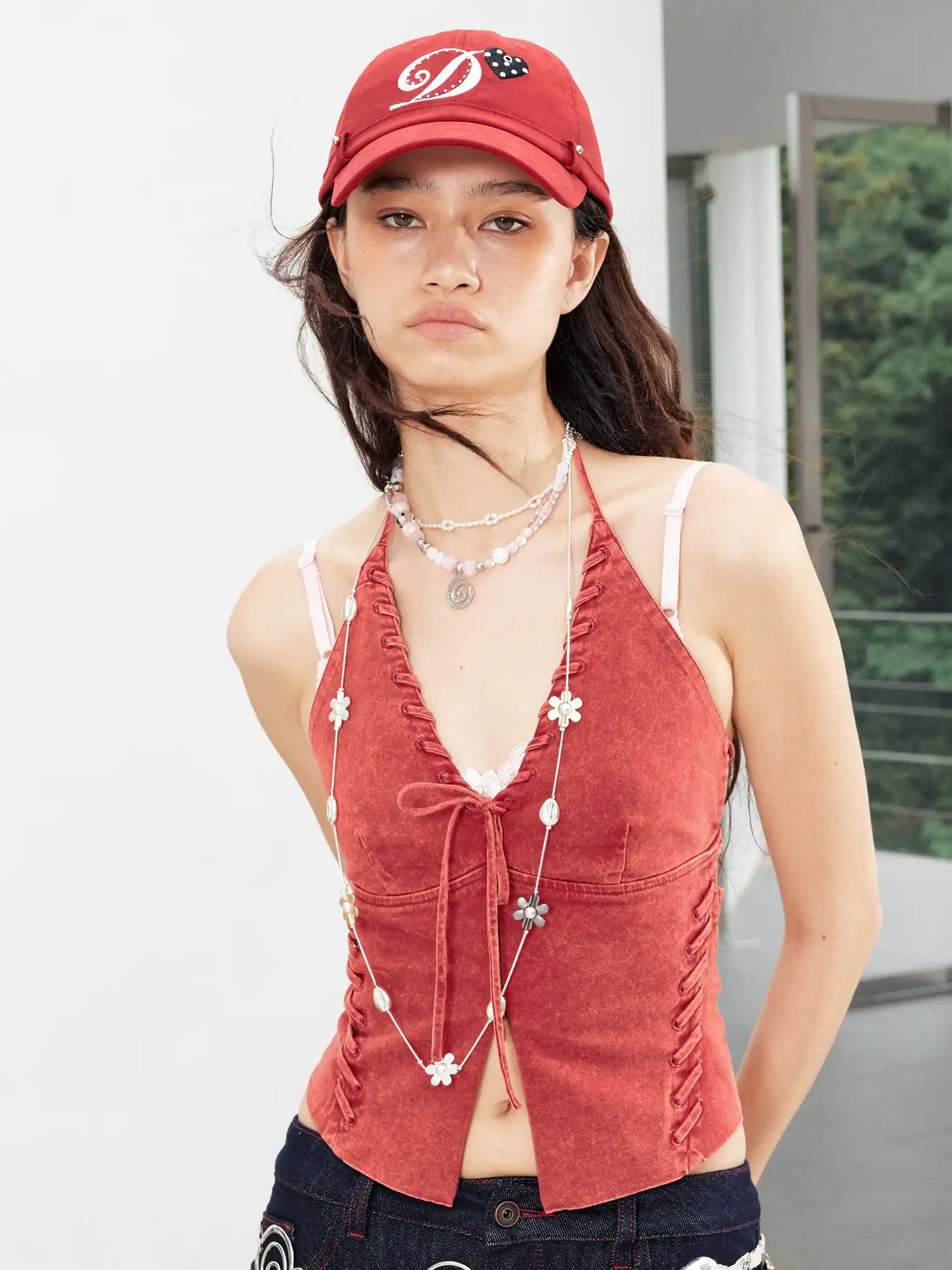 2th Desire Cross-Back V-Neck Halter Top | Canton Collective