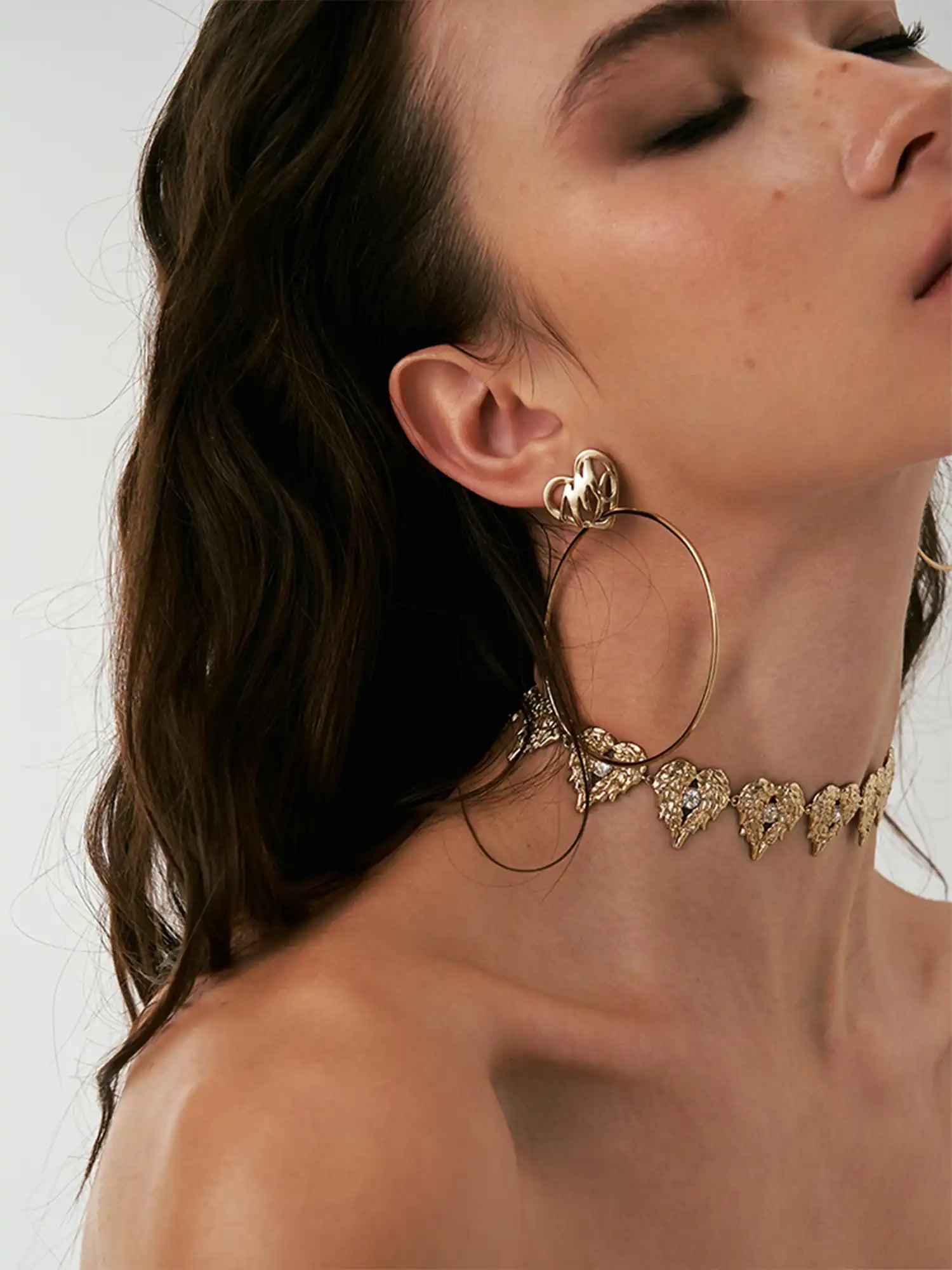 1Jinn M2M Crystal Heart Choker in Burnished Gold | Canton Collective