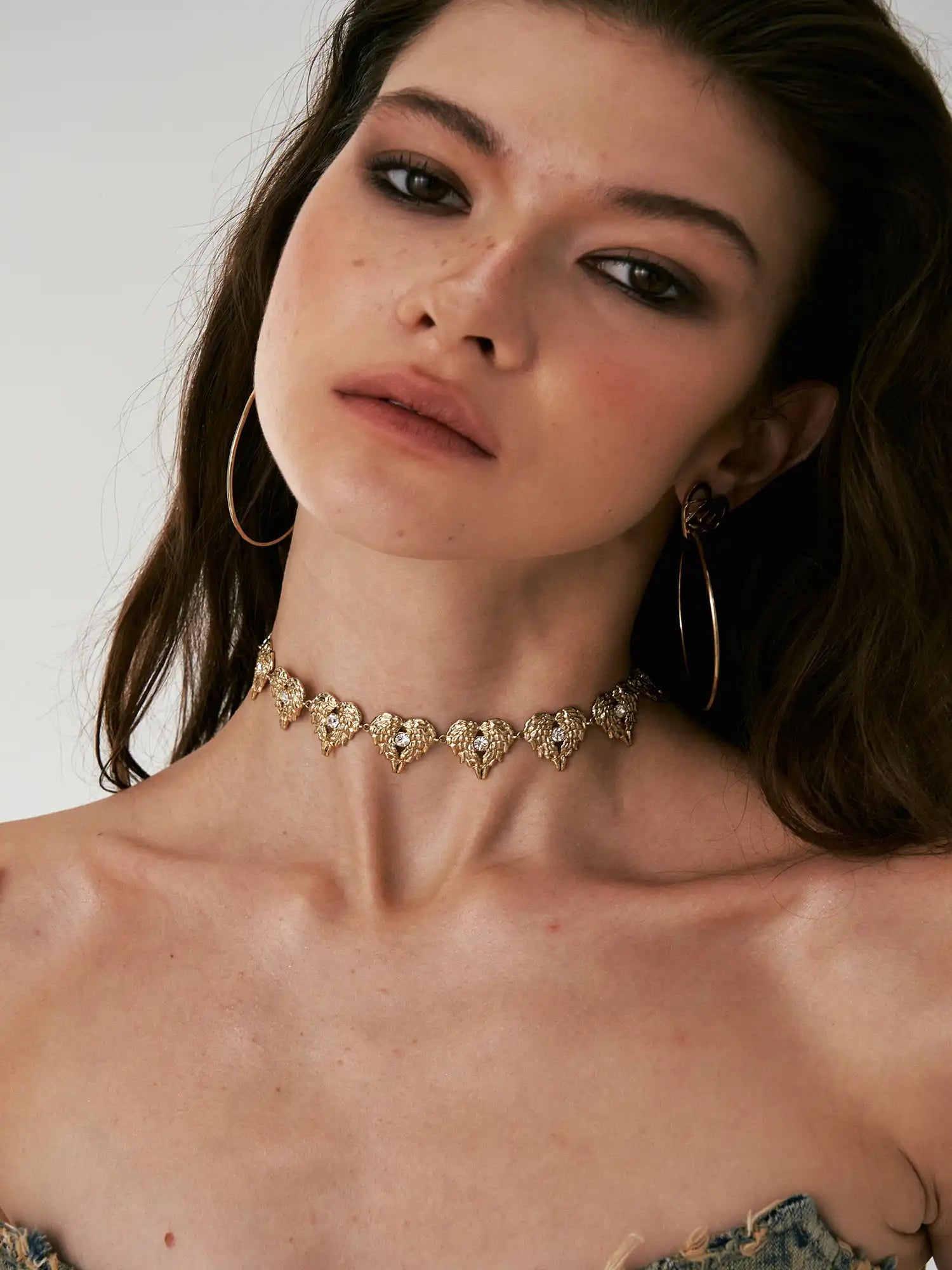 1Jinn M2M Crystal Heart Choker in Burnished Gold | Canton Collective
