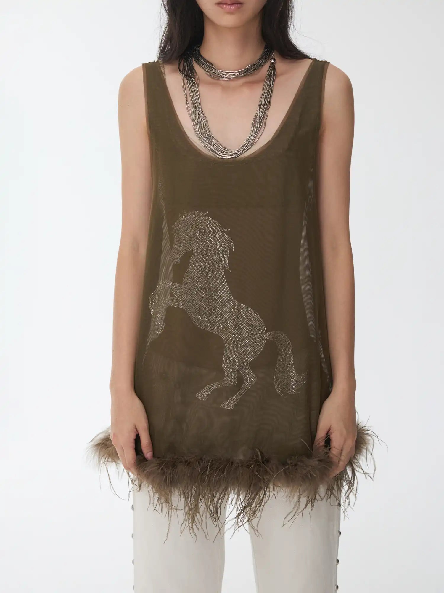 1Jinn Studio Crystal Horse Sheer Mesh Tank | Canton Collective