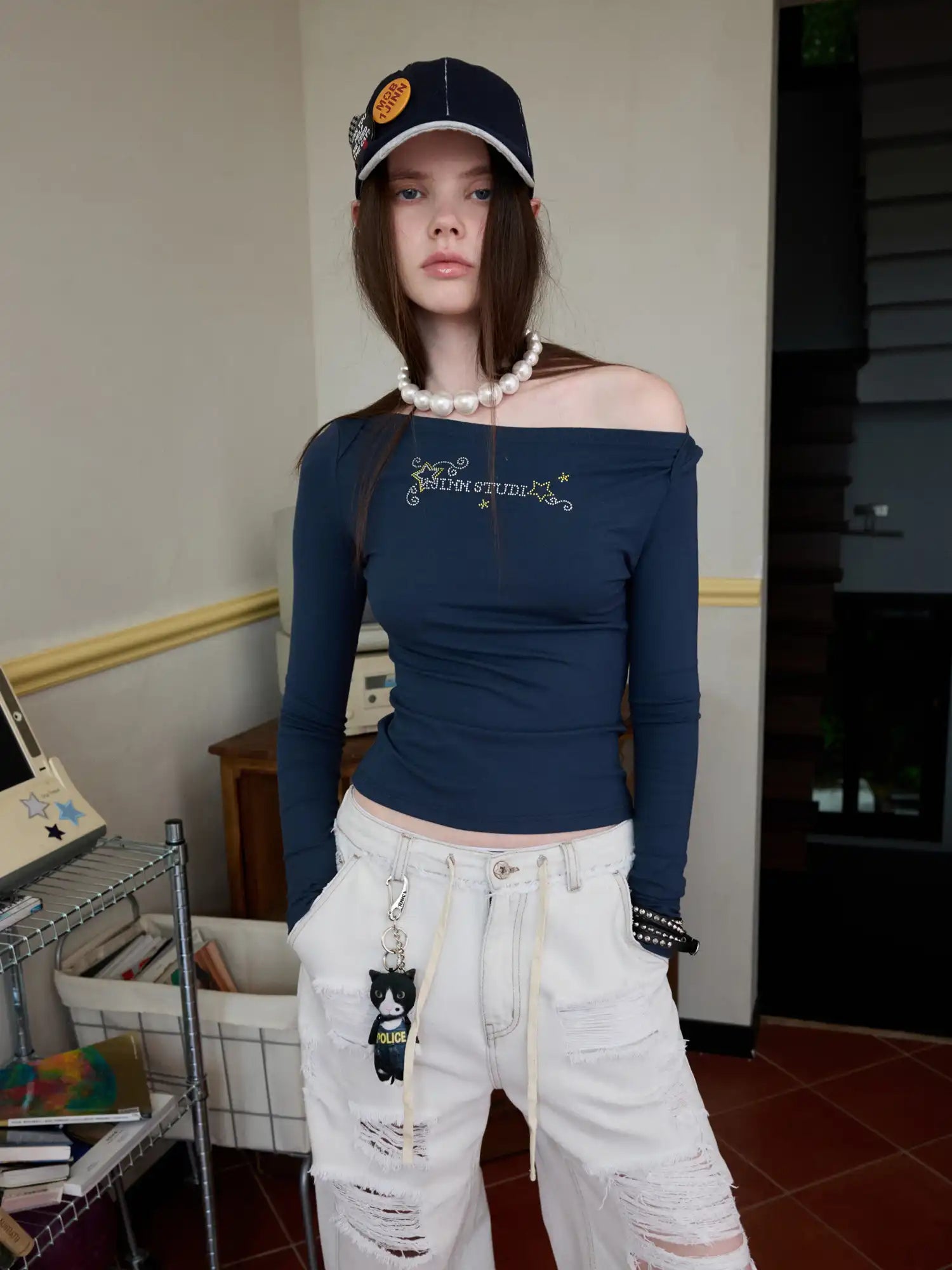 1Jinn Studio Crystal Letter Top Off Shoulder | Canton Collective