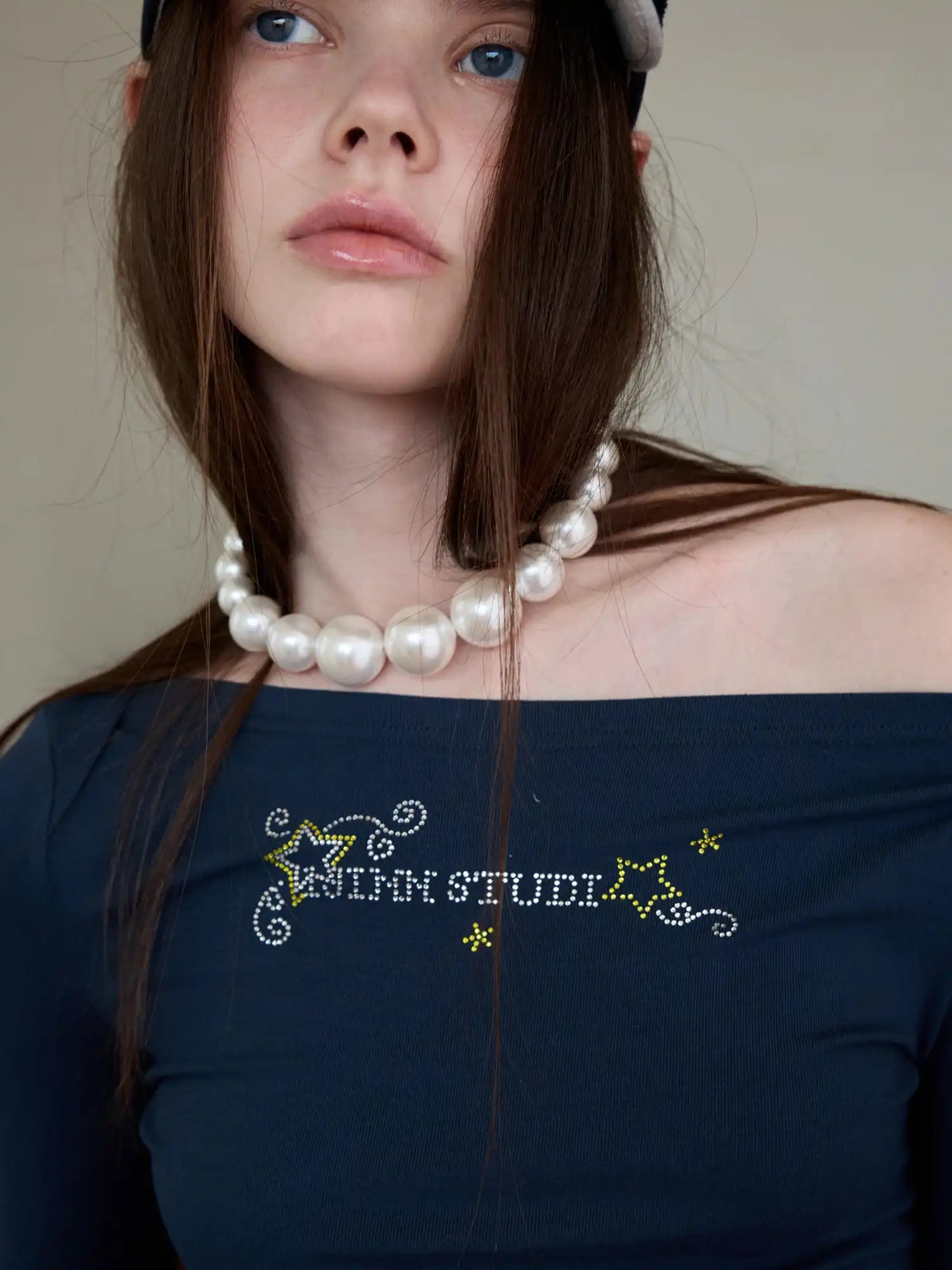 1Jinn Studio Crystal Letter Top Off Shoulder | Canton Collective