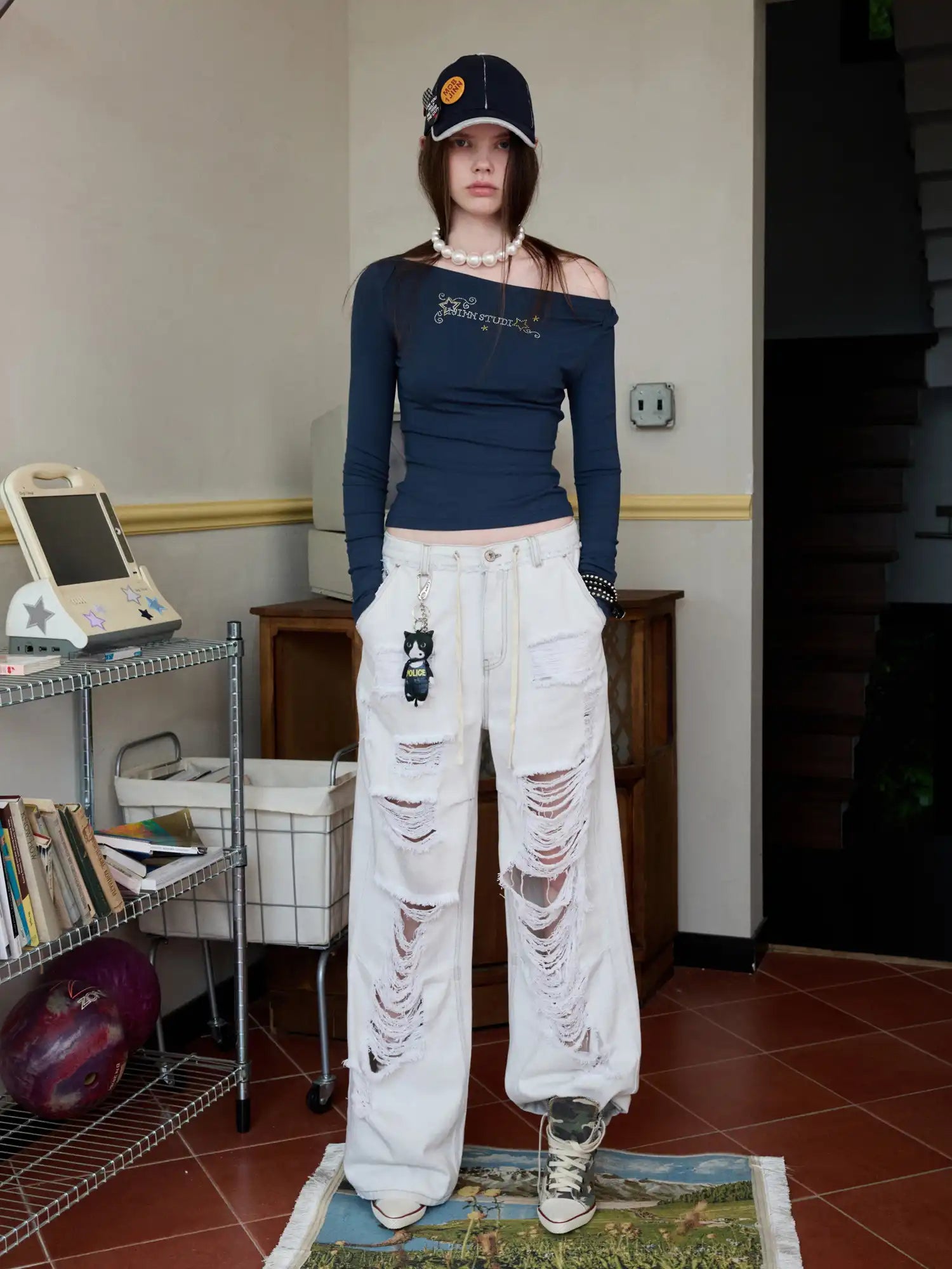 1Jinn Studio Crystal Letter Top Off Shoulder | Canton Collective