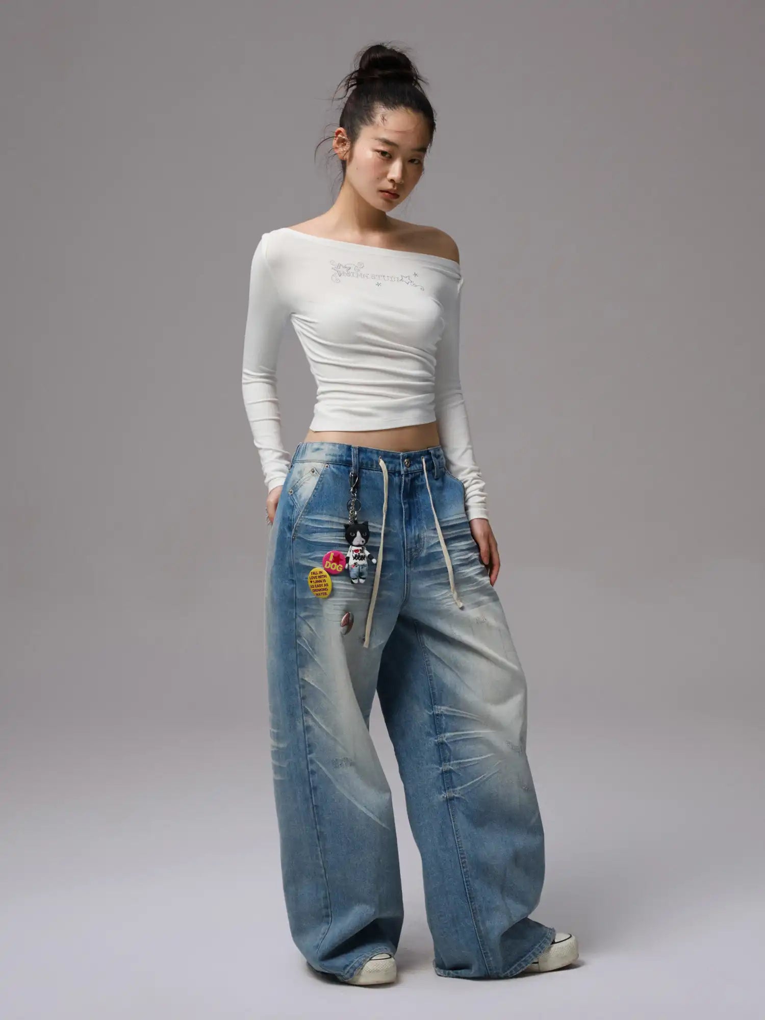 1Jinn Studio Crystal Letter Top Off Shoulder | Canton Collective